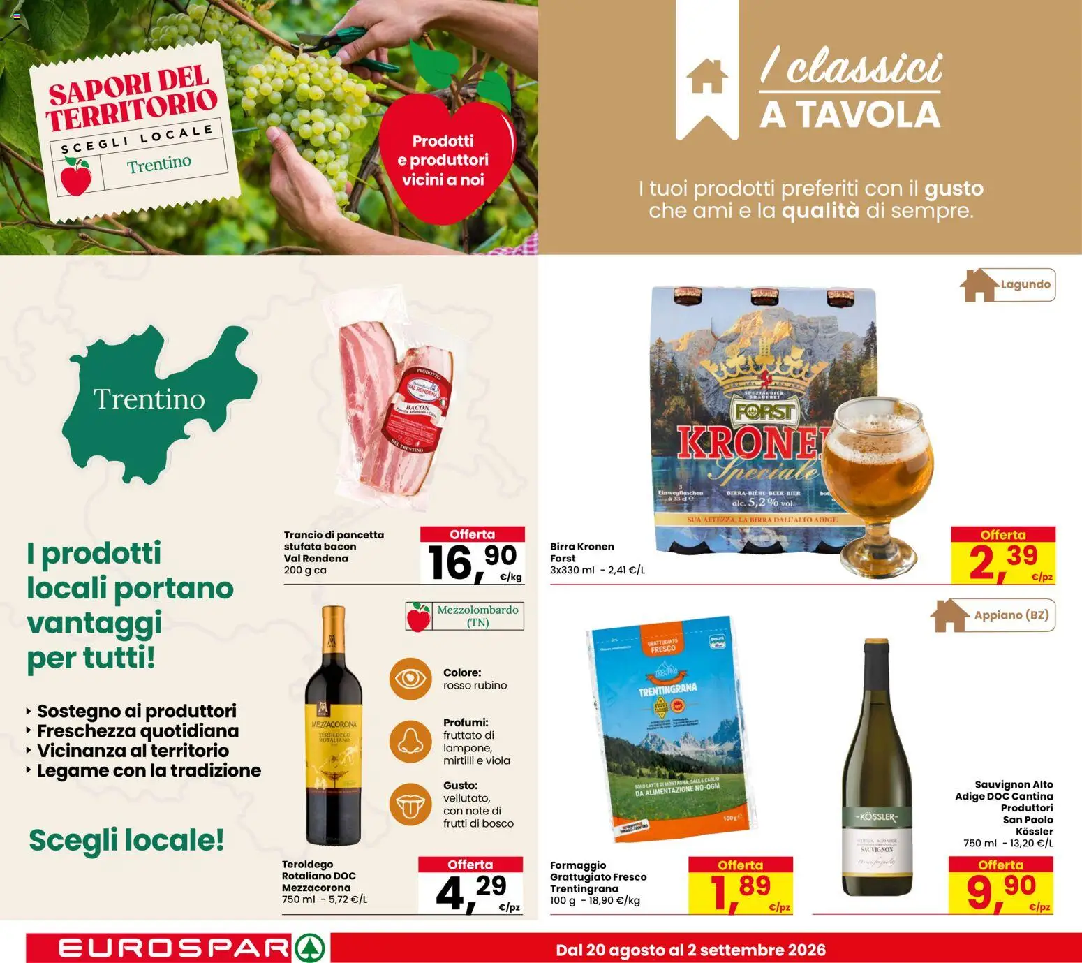 Volantino Eurospar del 20/08/2026 | Pagina: 10 | Prodotti: Formaggio grattugiato, Pancetta, Mirtilli, Bacon