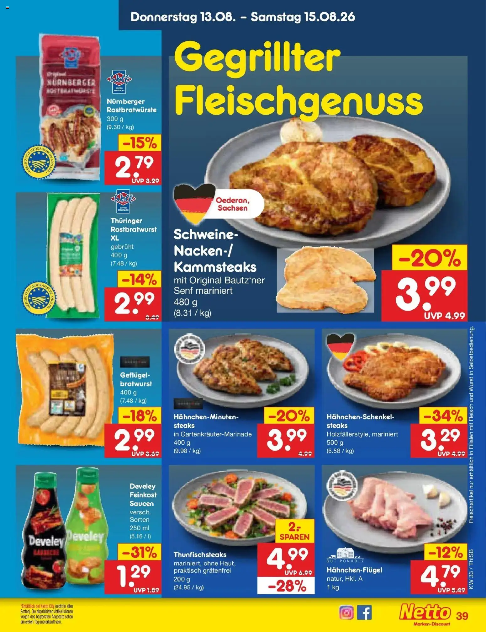 Netto Marken-Discount Prospekt Pirna (ab 10.08.2026) » Angebote | Seite: 55 | Produkte: Bratwurst, Fisch, Wurst, Fleisch