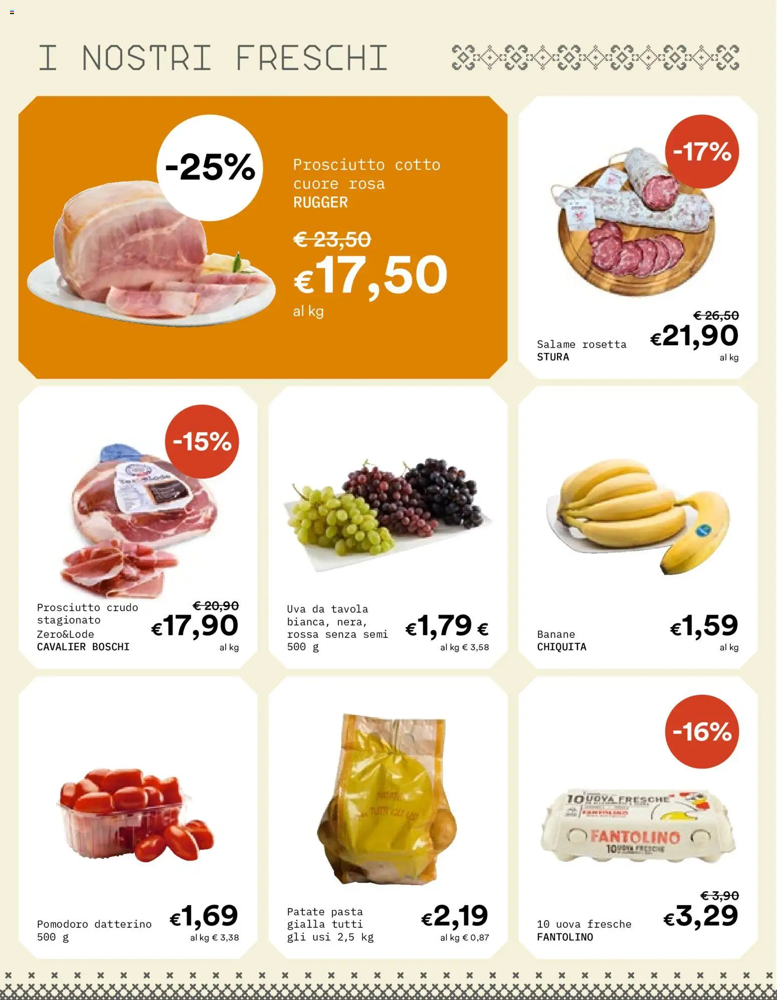 Volantino Borello Supermercati del 09/09/2026 | Pagina: 4 | Prodotti: Patate, Pomodoro, Pasta, Uva