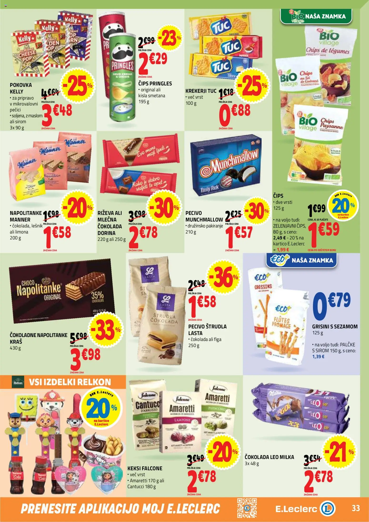 Novi E.leclerc katalog ponudbe – veljaven od 23.09.2026 | Stran: 33 | Izdelki: Napolitanke, Keksi, Grisini, Cokolada