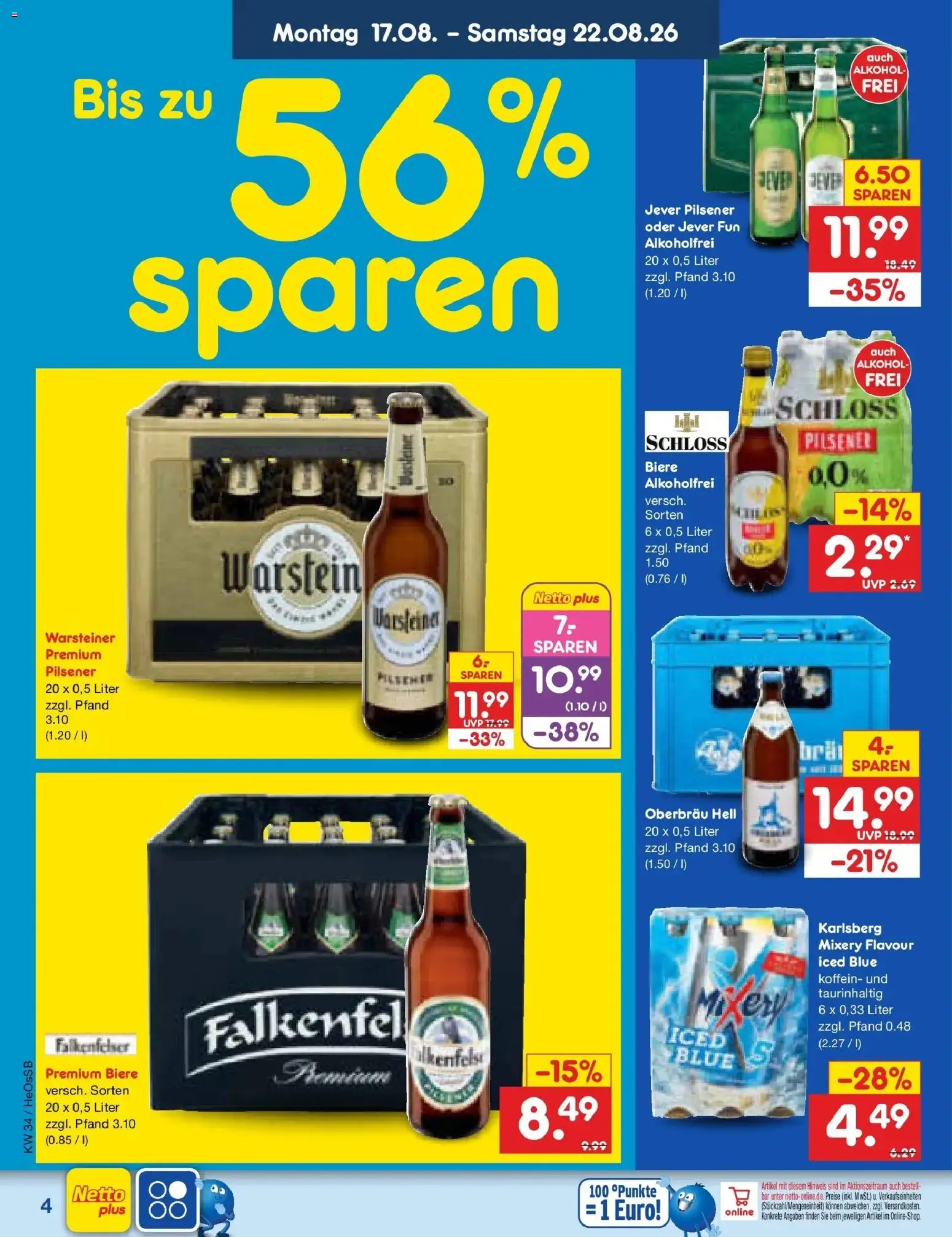 Netto Marken-Discount Prospekt Kröpelin – gültig ab 17.08.2026 | Seite: 6 | Produkte: Alkohol, Warsteiner, Jever, Mixery