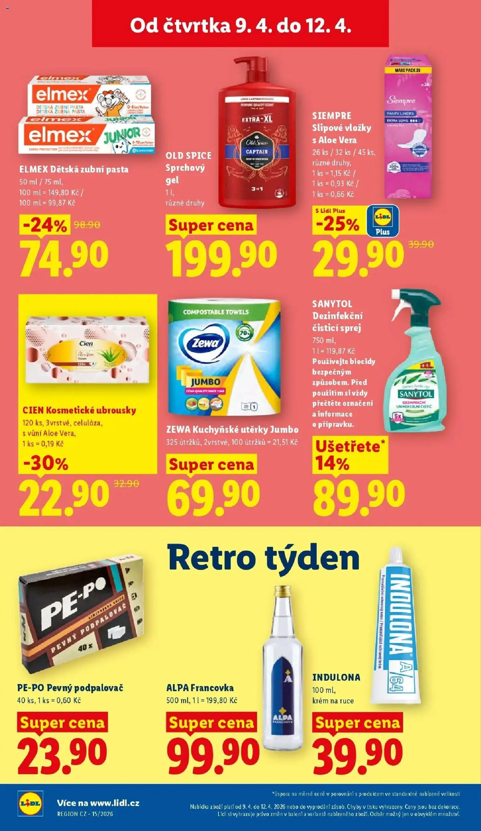 Lidl aktuální leták od 09.04.2026 | Strana: 26 | Produkty: Elmex Junior, Sprchový gel, Utěrky, Old Spice