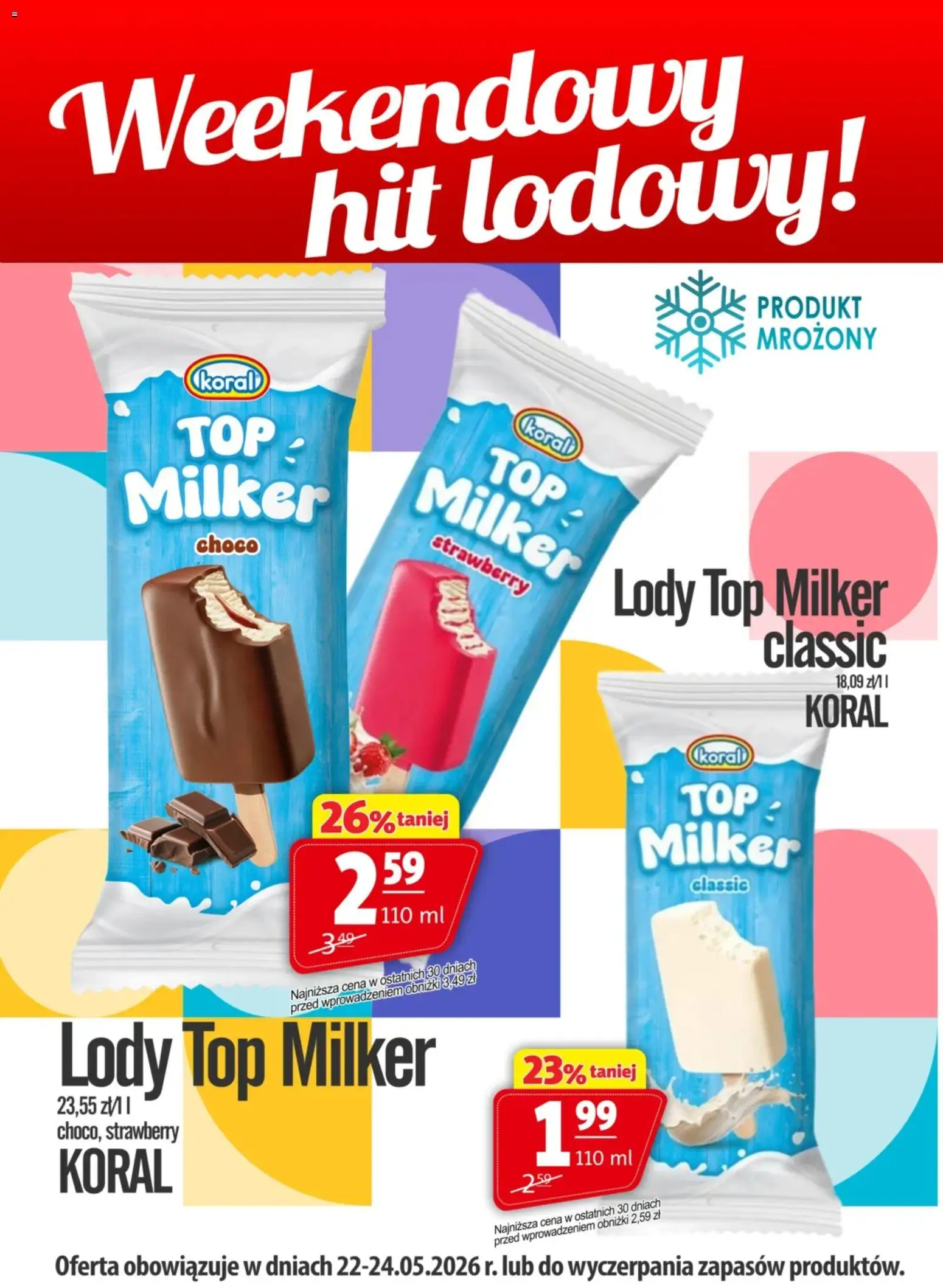 Prim Market promocja - Lody Top Milker Koral od 22.05.2026 | Strona: 1 | Produkty: Top, Lody