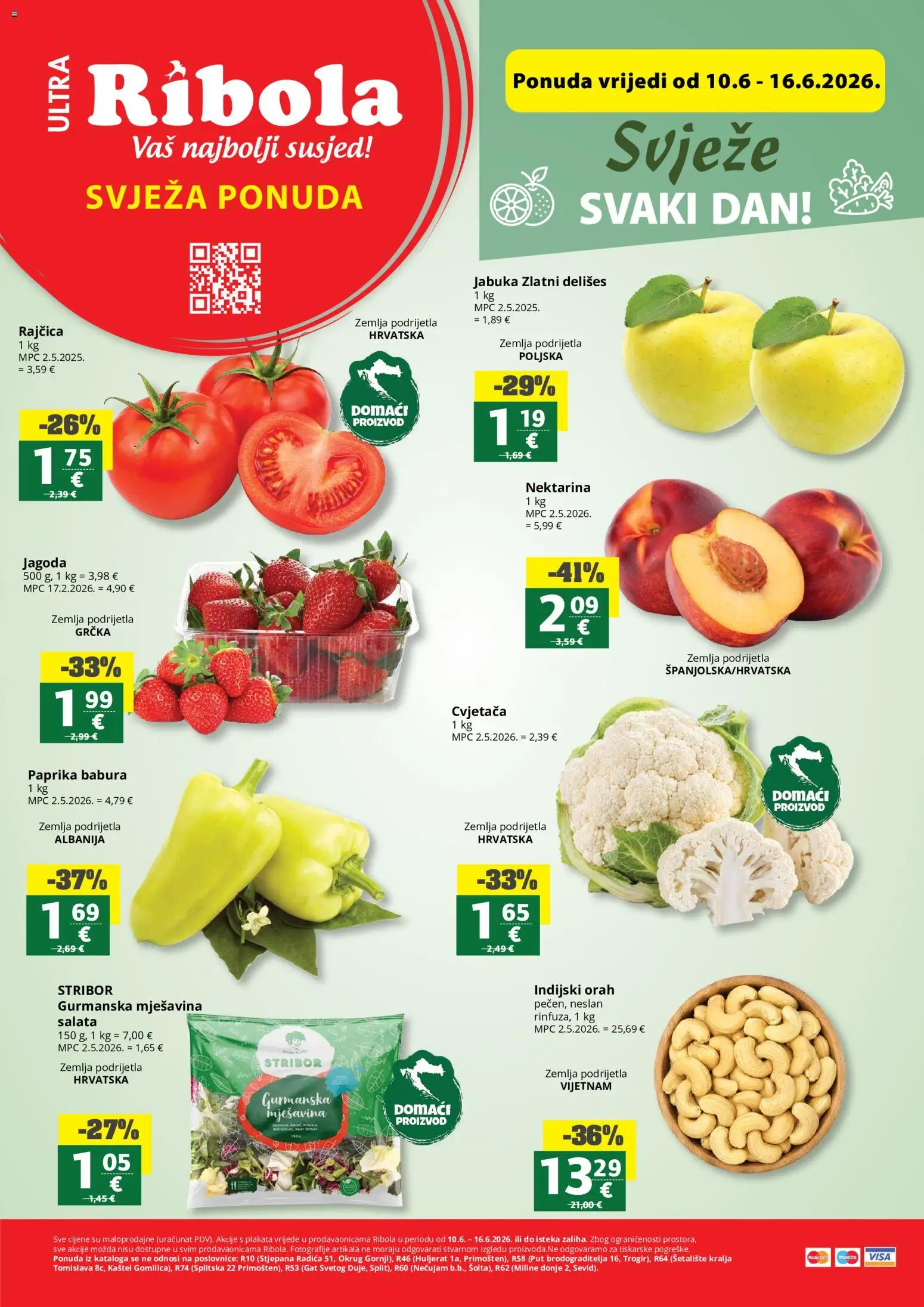 Ribola katalog | vrijedi od 10.06.2026 | Stranica: 1 | Proizvodi: Paprika, Salata, Nektarina, Jabuka