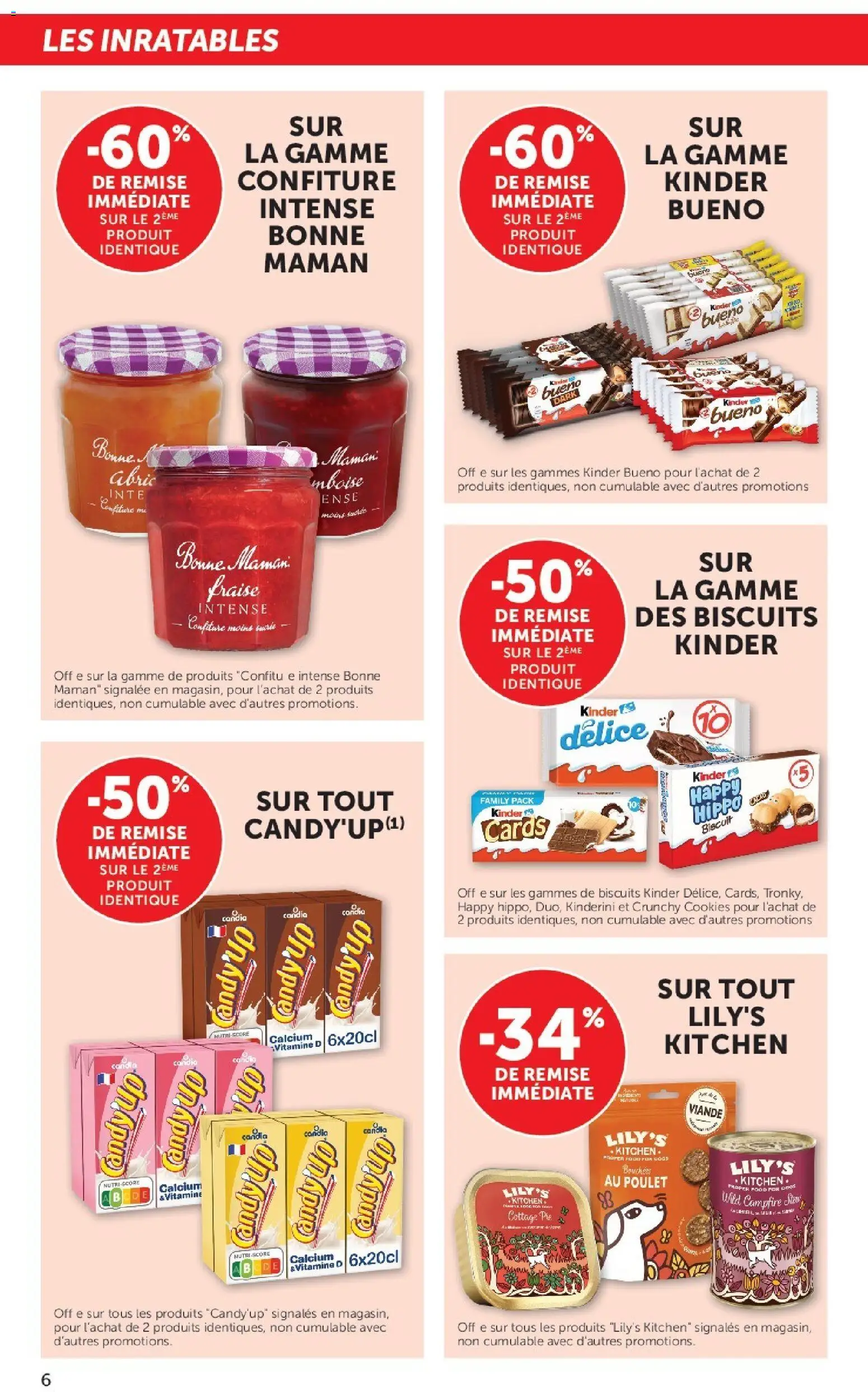 {H1} | Page: 6 | Produits: Fraise, Cookies, Kinder Bueno, Viande