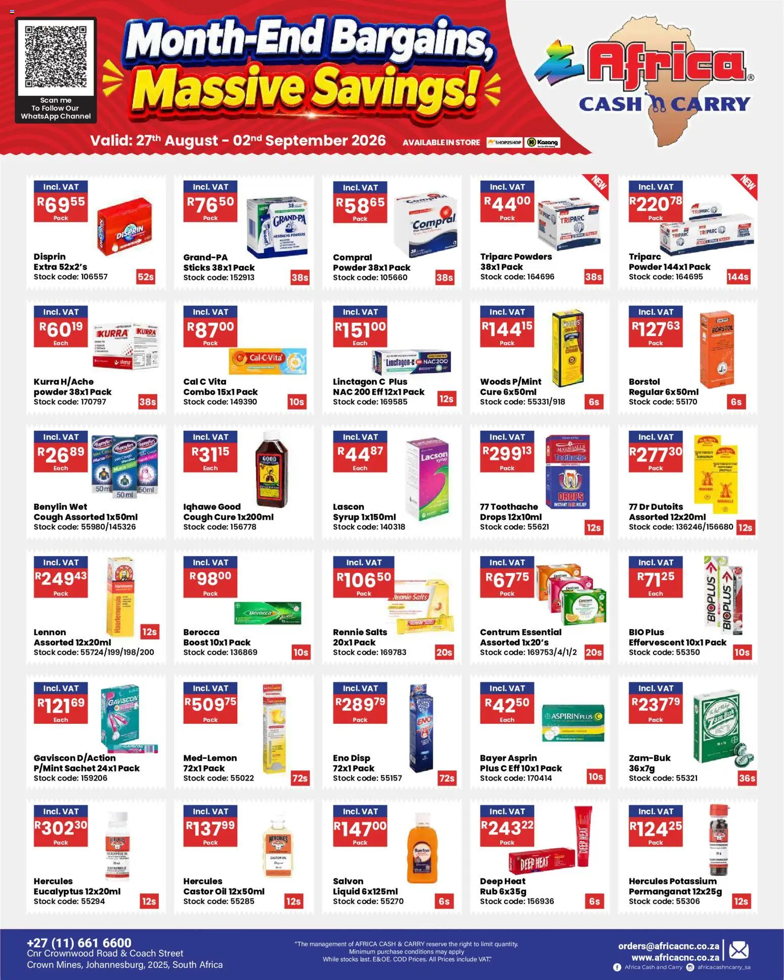 New Africa Cash & Carry catalogue – valid from 27/08/2026 | Page: 9 | Products: Oil, Powder, Stock, Syrup