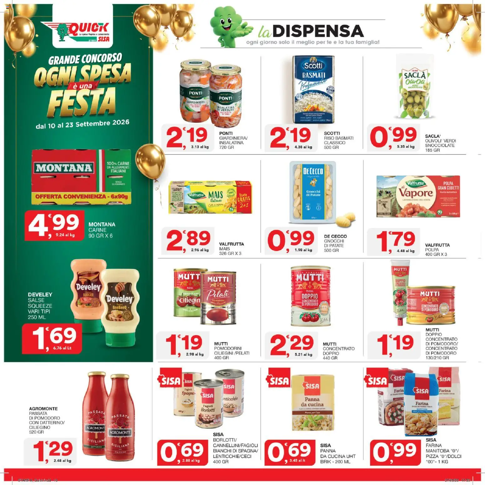 Volantino SISA del 10/09/2026 | Pagina: 18 | Prodotti: Pizza, Panna, Aceto, Mutti