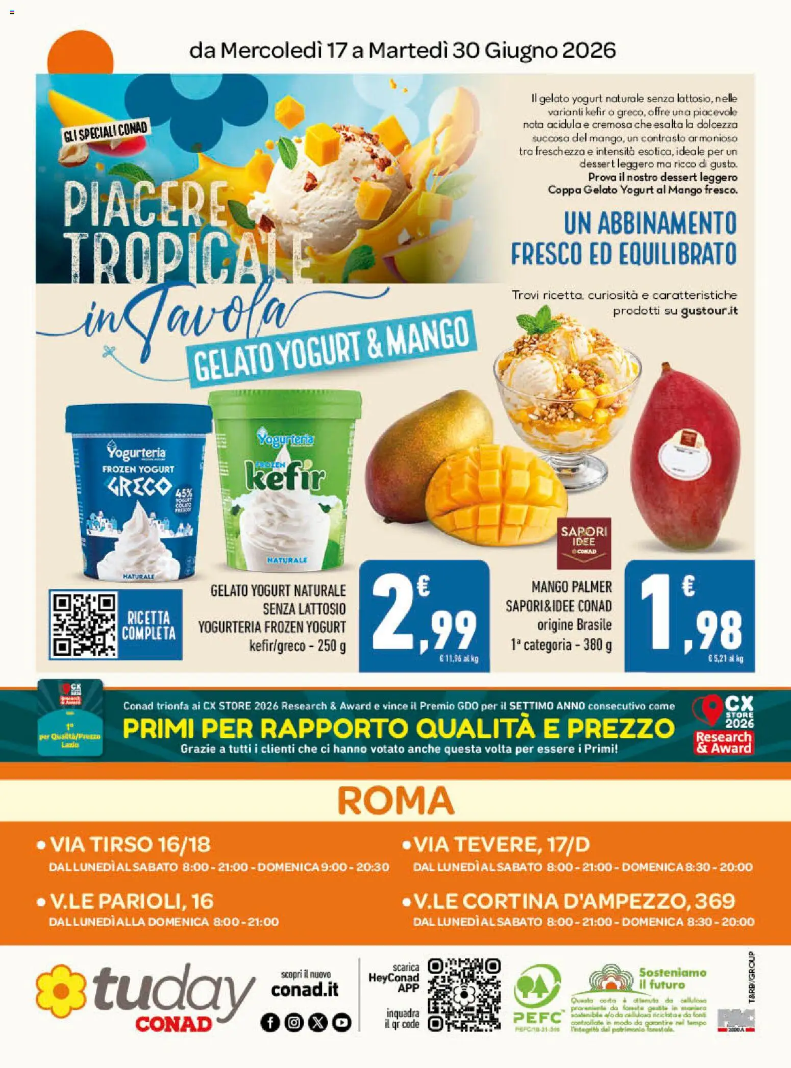 Volantino Conad del 17.06.2026 | Pagina: 16 | Prodotti: Yogurt greco, Yogurt, Gelato, Mango