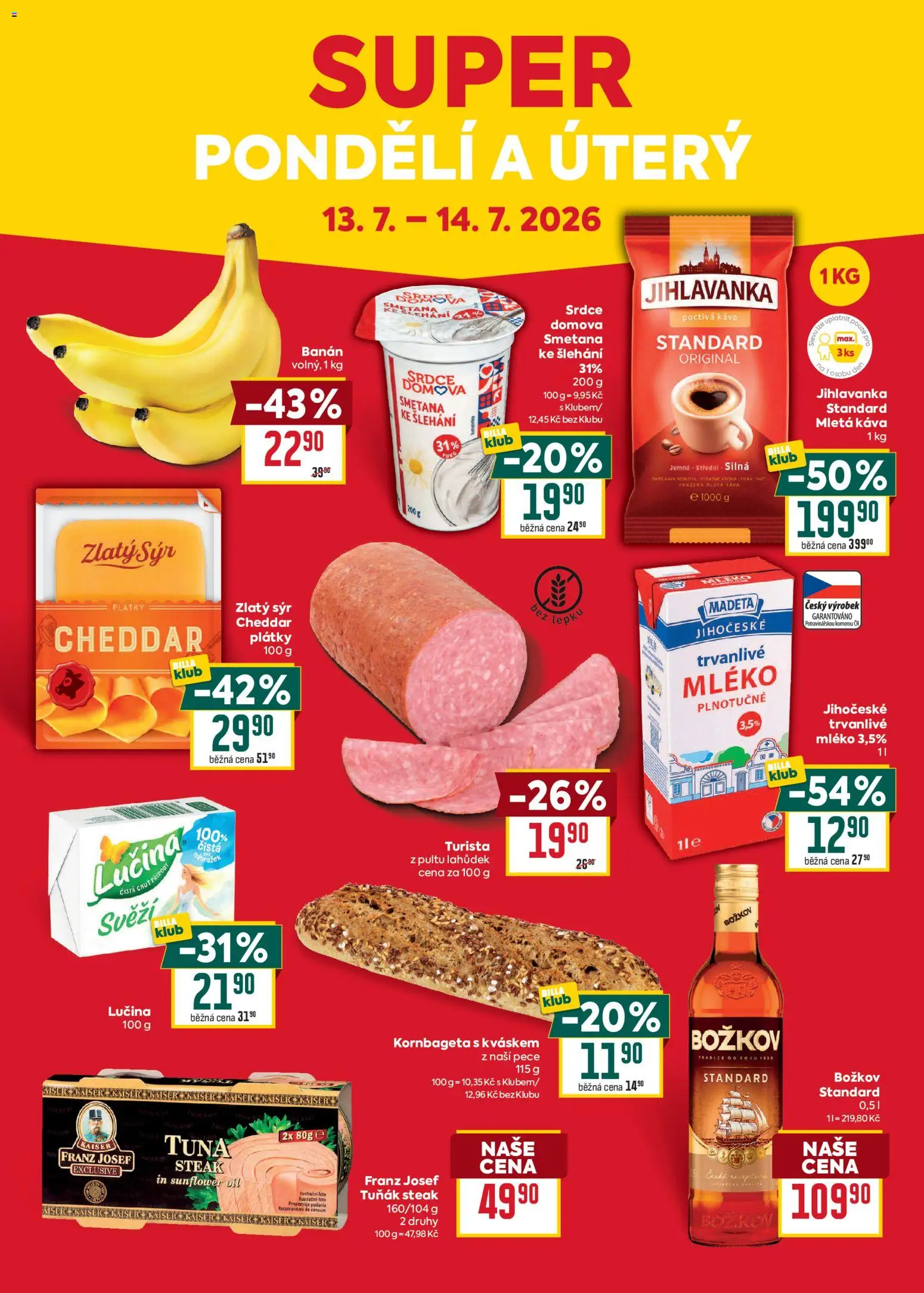 Billa Malý leták od 08.07.2026 | Strana: 8 | Produkty: Mléko, Jihlavanka, Kornbageta, Cheddar