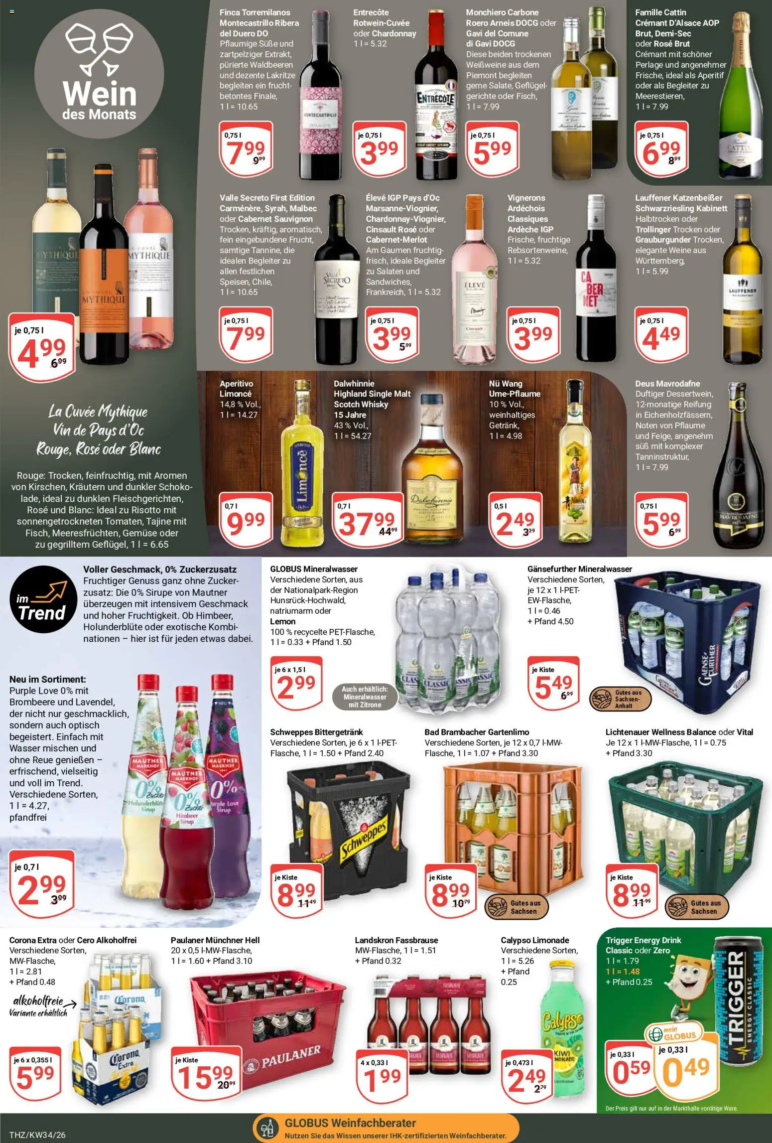 Globus Prospekt Theißen – gültig ab 17.08.2026 | Seite: 22 | Produkte: Energy, Limonade, Rouge, Zitrone