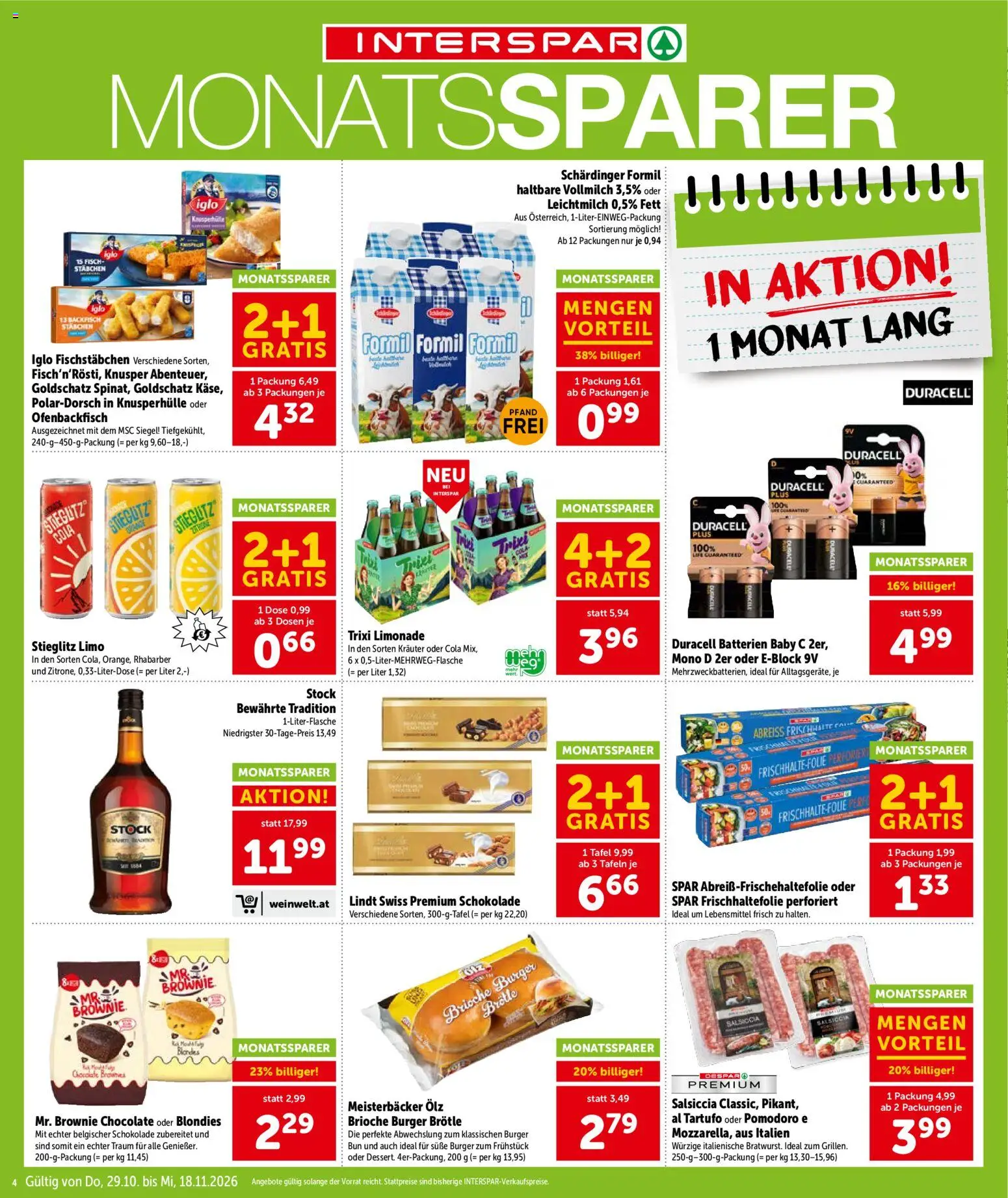 Interspar Broschüre gültig ab 27.10.2026 | Seite: 4 | Produkte: Burger, Vollmilch, Brioche, Fisch