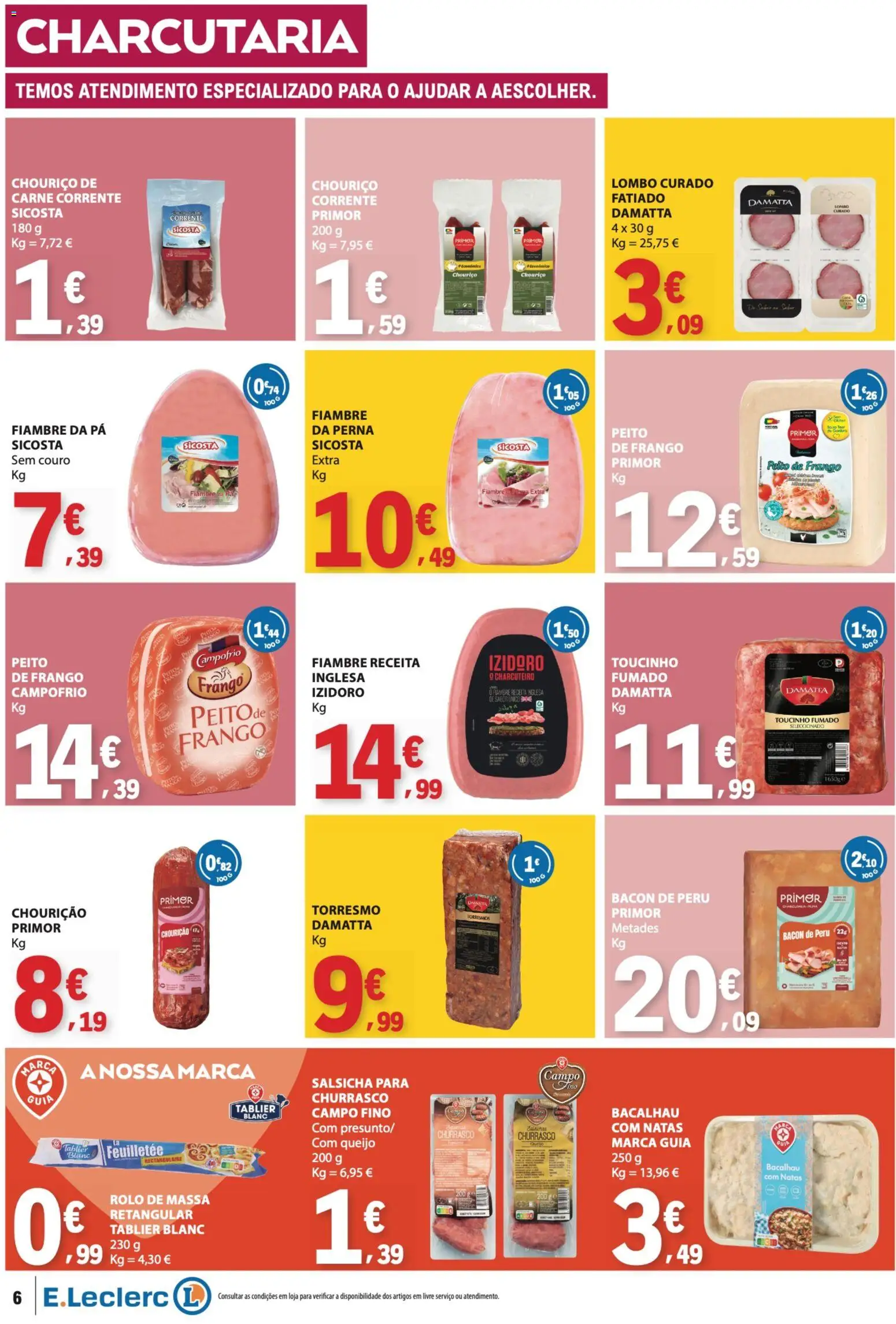 E.Leclerc folheto │ válido de 17/09/2026 | Página: 6 | Produtos: Peito de frango, Frango, Chouriço, Natas
