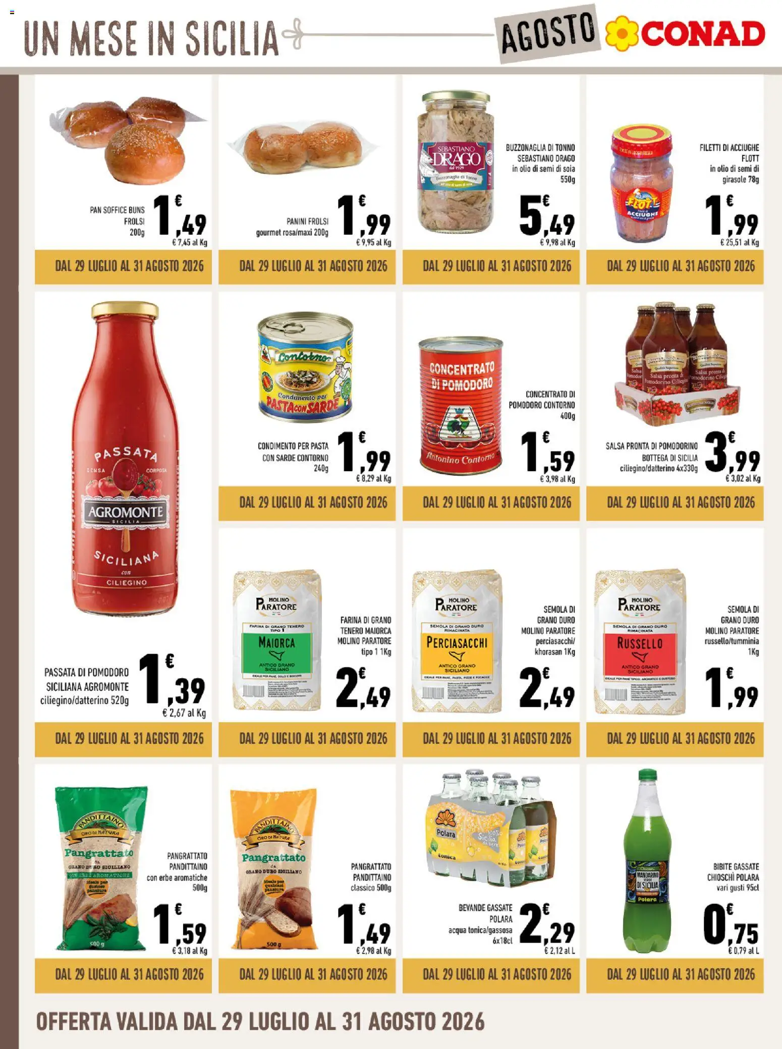 Volantino Conad del 29/07/2026 | Pagina: 10 | Prodotti: Salsa, Olio, Farina, Tonno