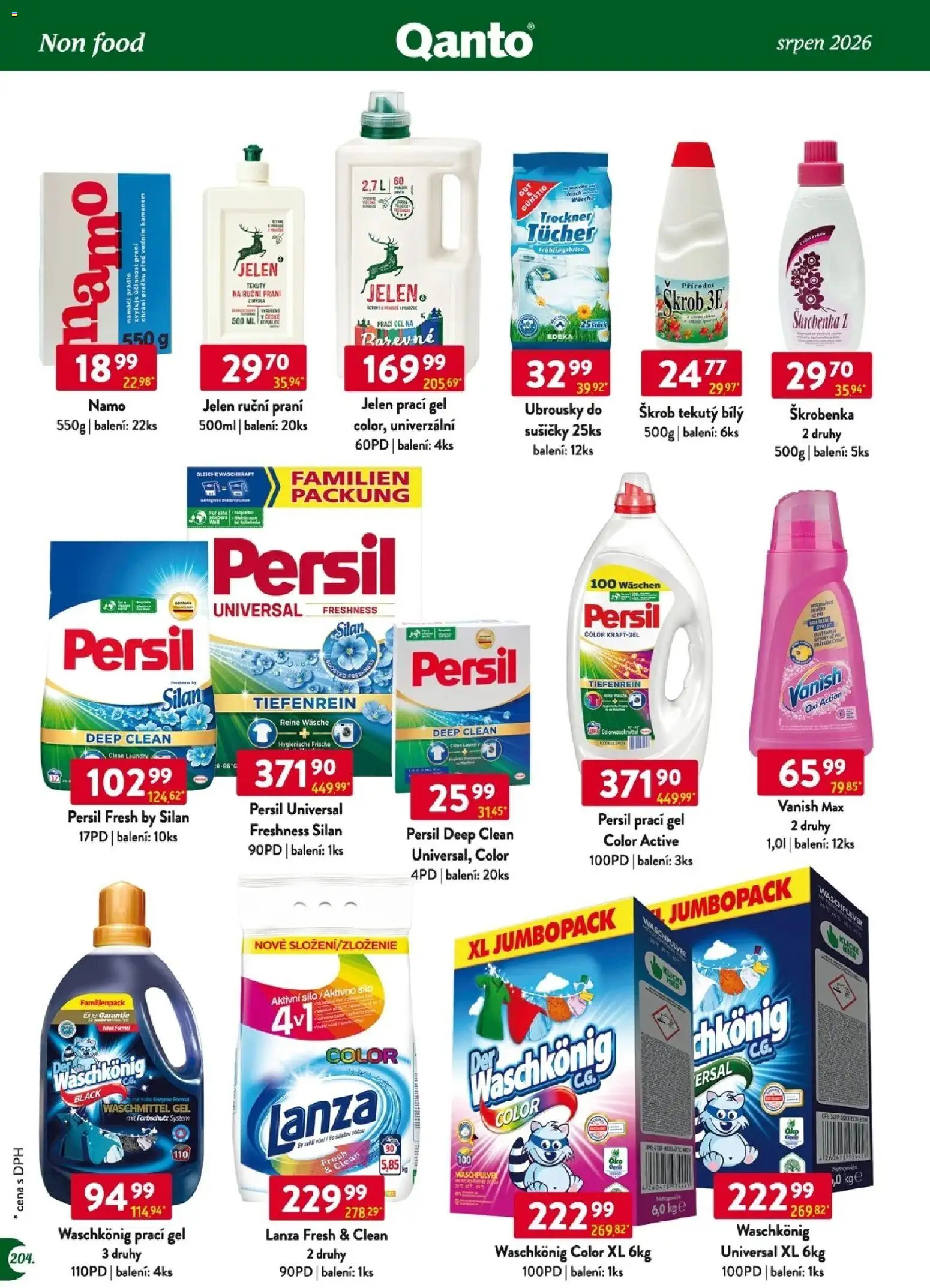 Astur & Qanto leták - Velkoobchod 08/2026 od 01.08.2026 | Strana: 205 | Produkty: Jelen, Persil, Lanza, Vanish