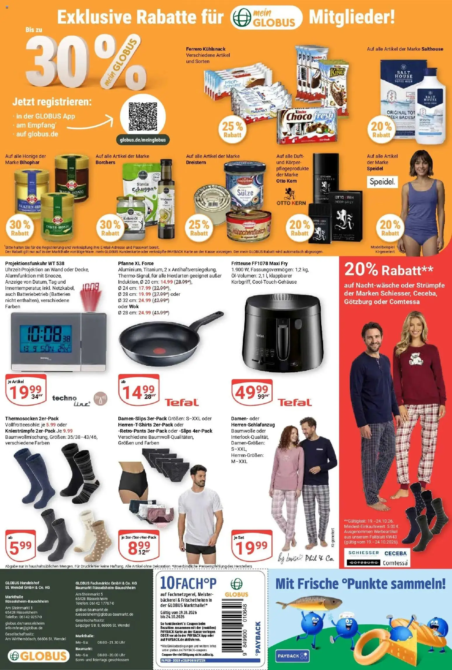 Globus Prospekt Rüsselsheim (ab 19.10.2026) » Angebote online | Seite: 28 | Produkte: Kniestrümpfe, Batterien, Telefon, Uhr