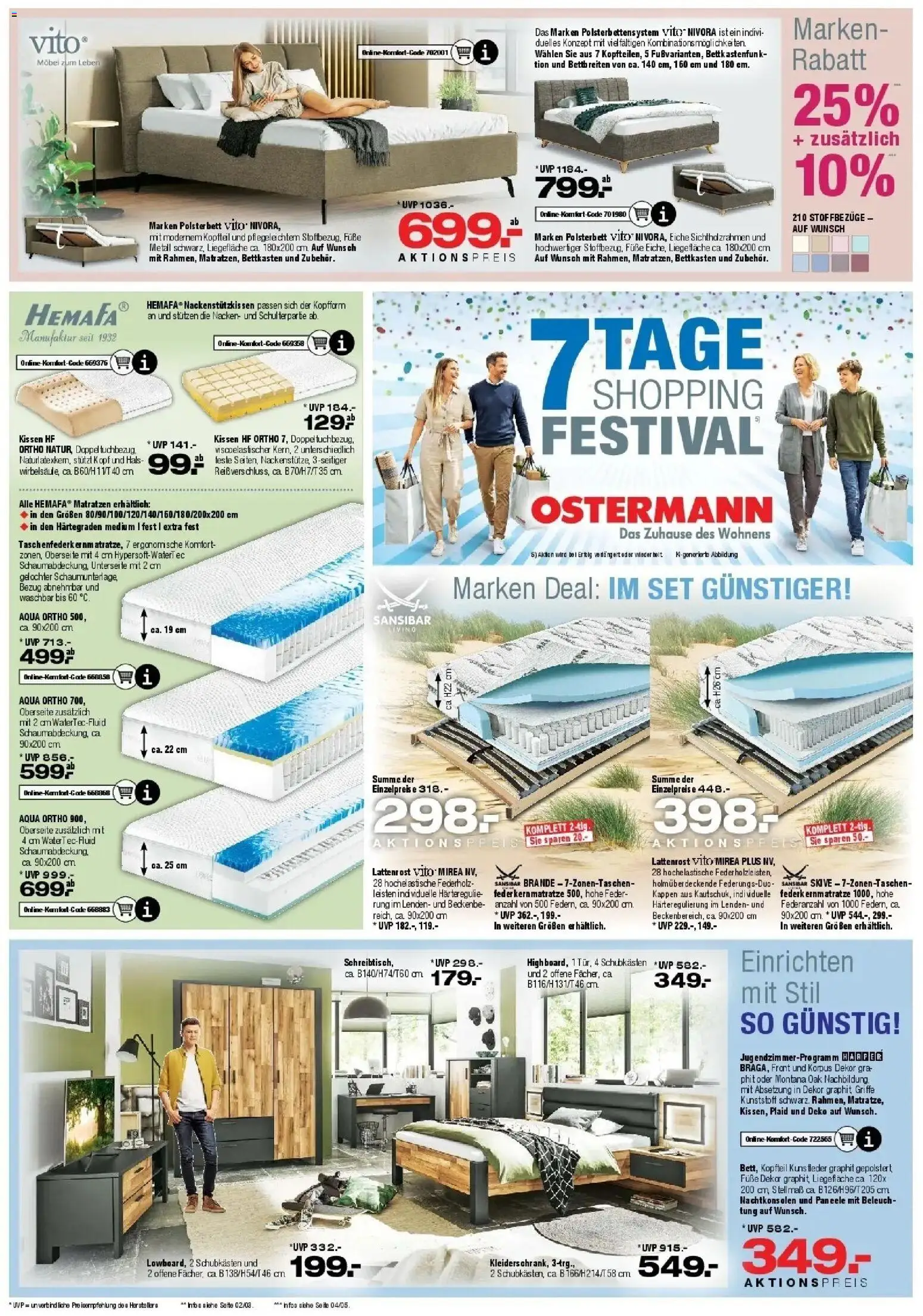 Ostermann - Möbel Ostermann: Neue Möbel wirken Wunder. (ab 08.08.2026) zum Blättern | Seite: 8 | Produkte: Bett, Kissen, Lattenrost, Polsterbett