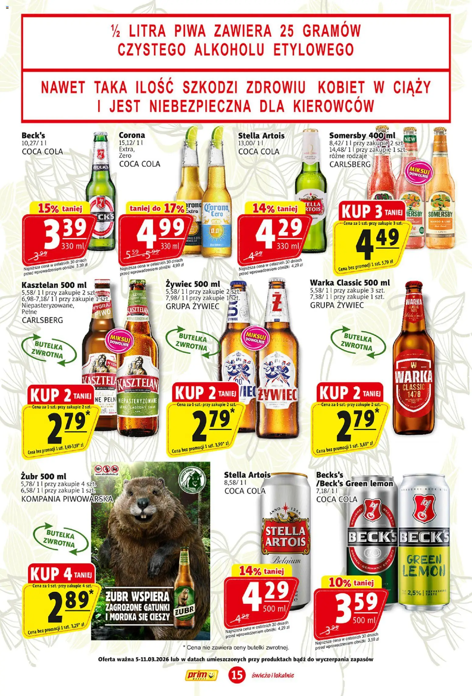 Prim Market gazetka od 05.03.2026 | Strona: 15 | Produkty: Mango, Warka, Piwo, Somersby