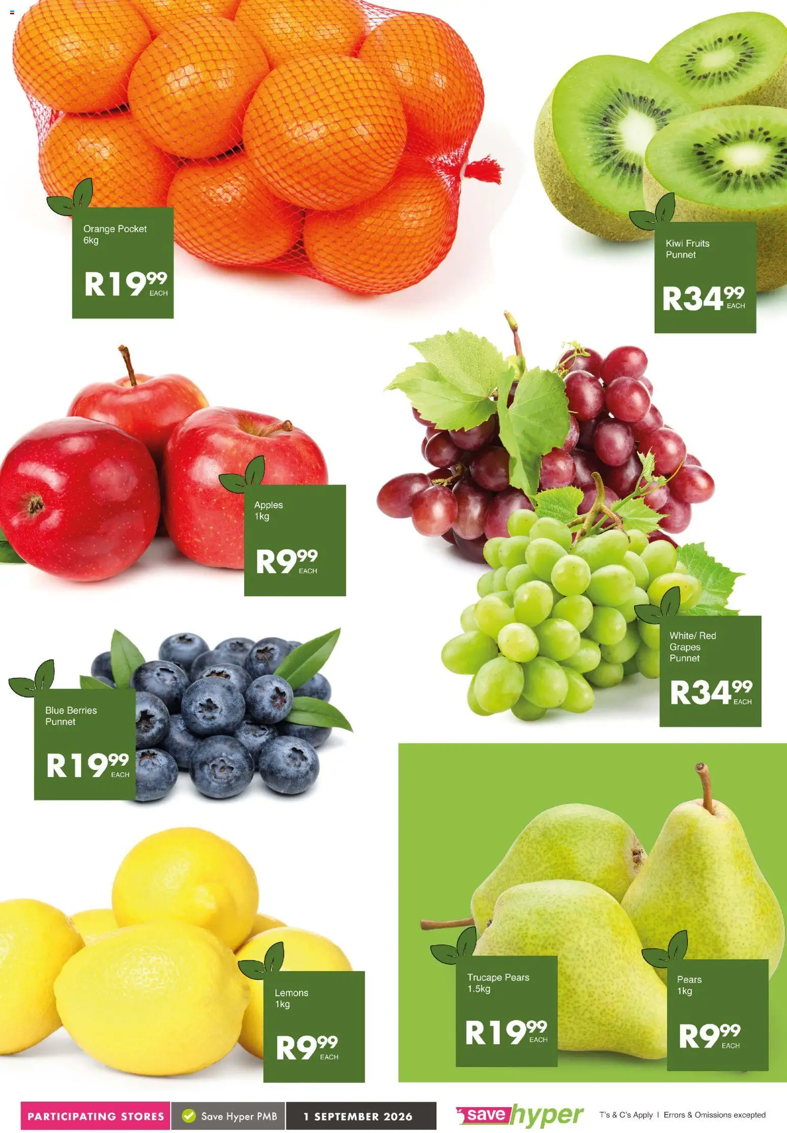 New Save catalogue – valid from 01/09/2026 | Page: 6 | Products: Pears, Lemons, Apples, Grapes