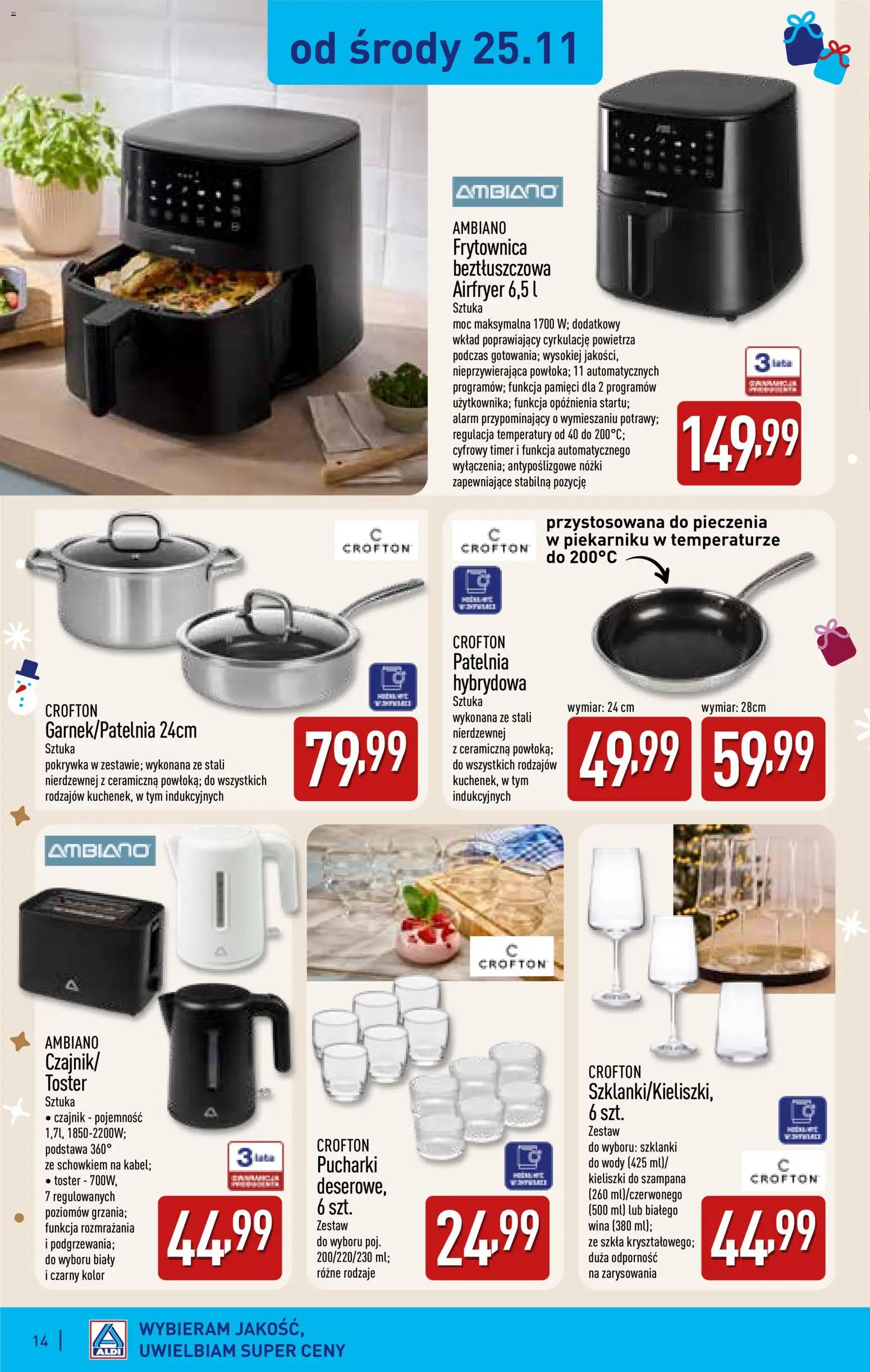 Aldi gazetka - Katalog prezentowy od 28.10.2026 | Strona: 14 | Produkty: Czajnik, Kieliszki, Toster, Szklanki