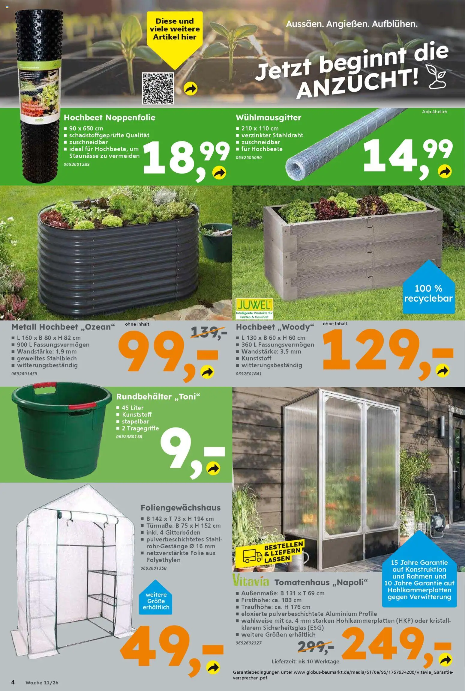 Globus Baumarkt Prospekt 	 – gültig ab 09.03.2026 | Seite: 4 | Produkte: Hochbeet