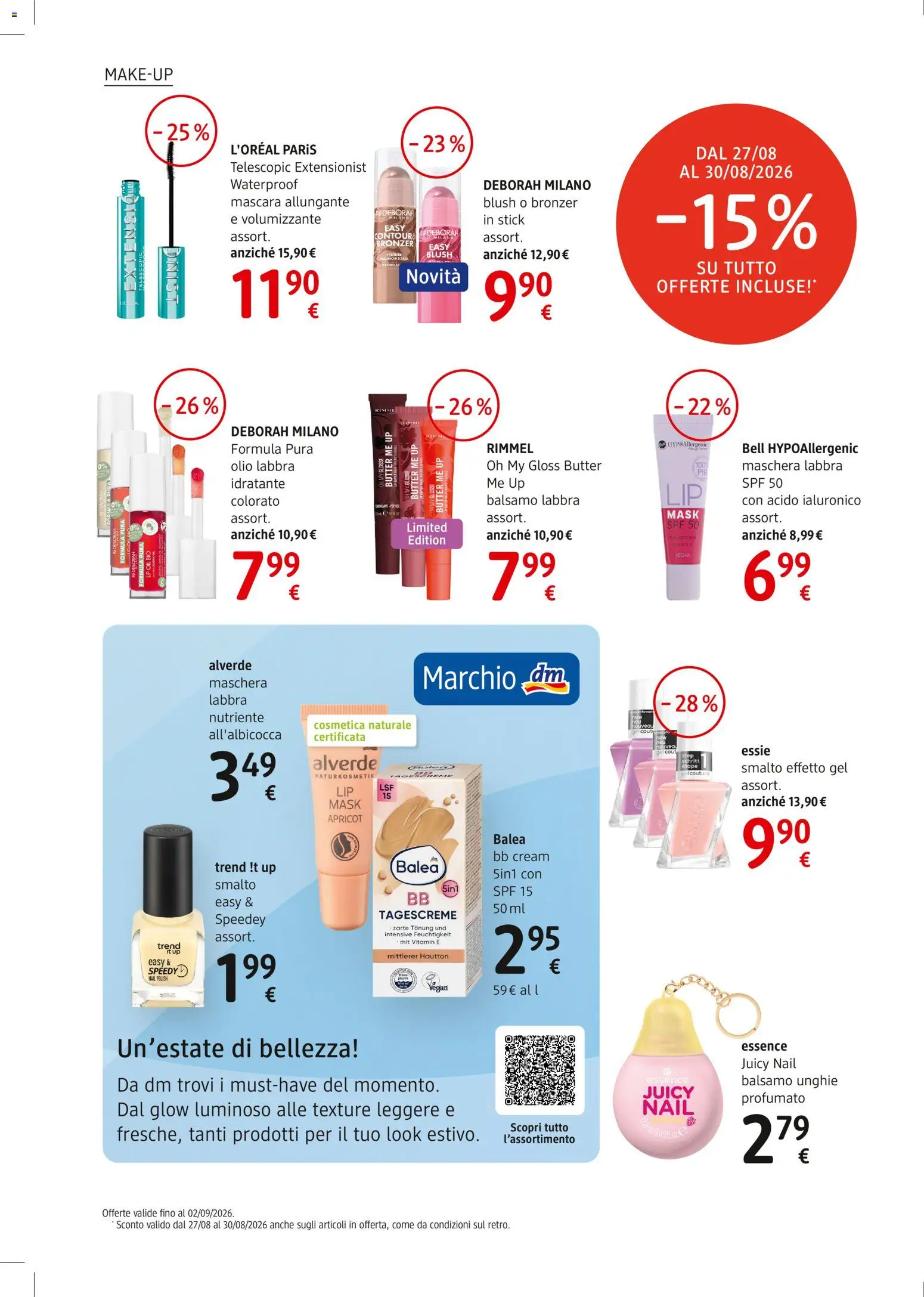 Volantino dm drogerie markt del 27/08/2026 | Pagina: 4 | Prodotti: Mascara, Balsamo, Olio, BB cream