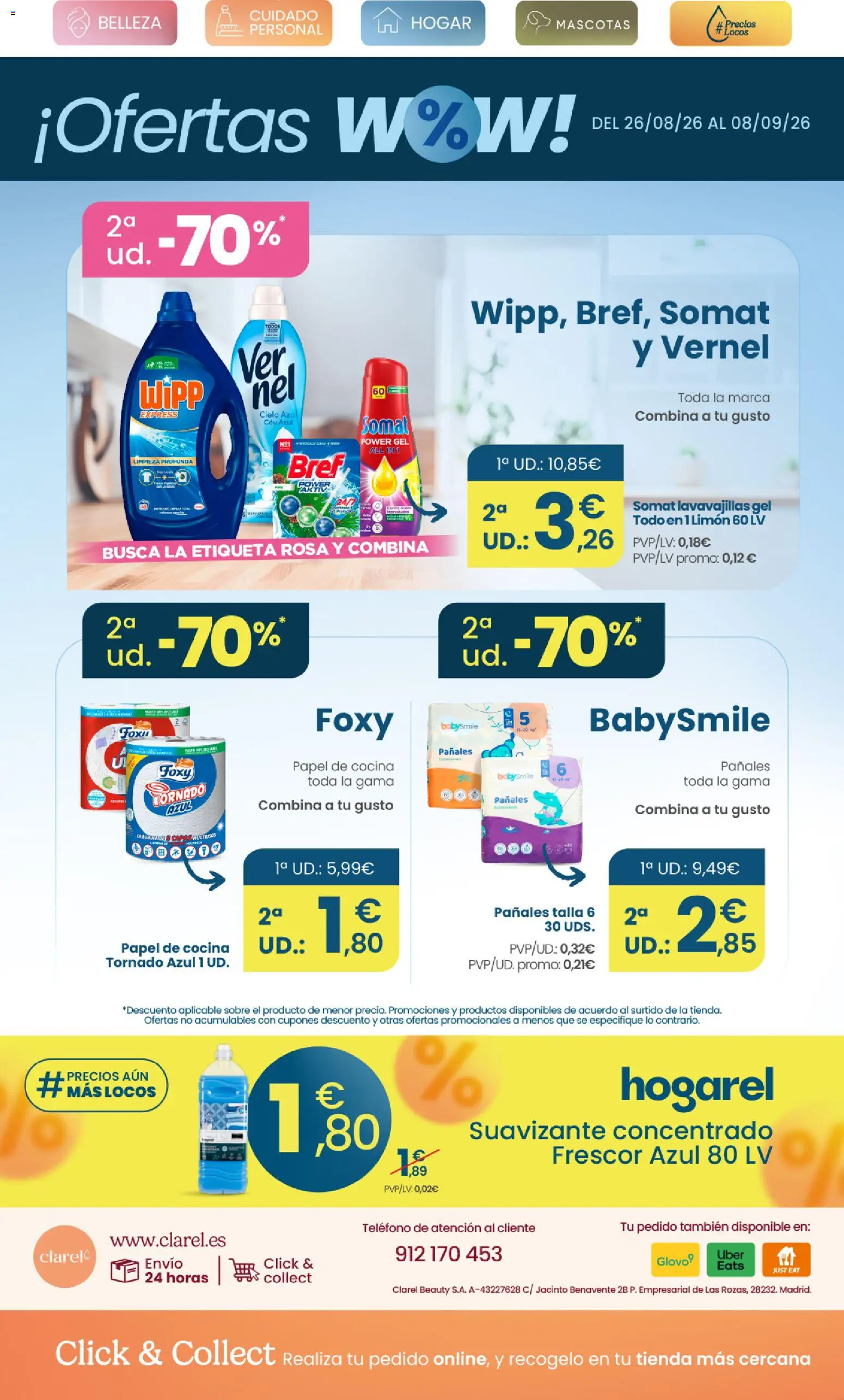 Clarel folleto │ válido desde el 26/08/2026 | Página: 18 | Productos: Limón, Teléfono, Lavavajillas, Pañales