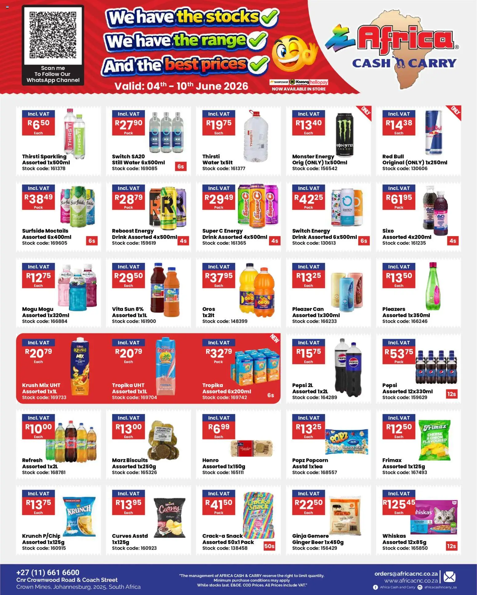 New Africa Cash & Carry catalogue – valid from 04.06.2026 | Page: 25 | Products: Cheese, Biscuits, Popcorn, Stock