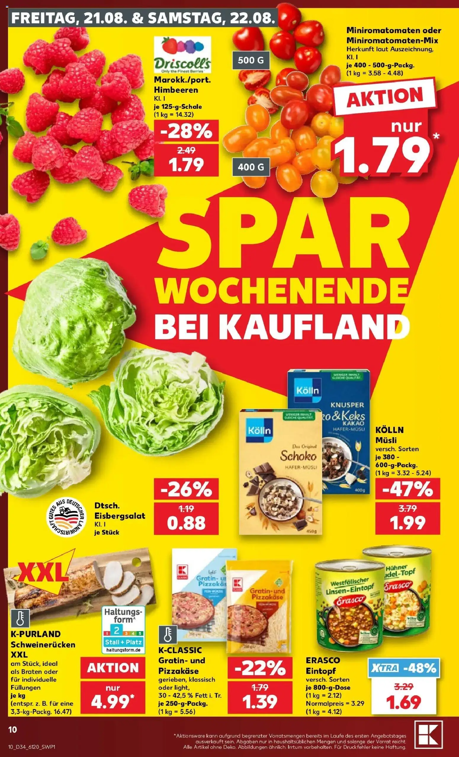 Prospekt Kaufland ab 17.08.2026 » Angebote Online zum Blättern | Seite: 21 | Produkte: Kolln, Kolln musli, Eisbergsalat, Schweinerucken