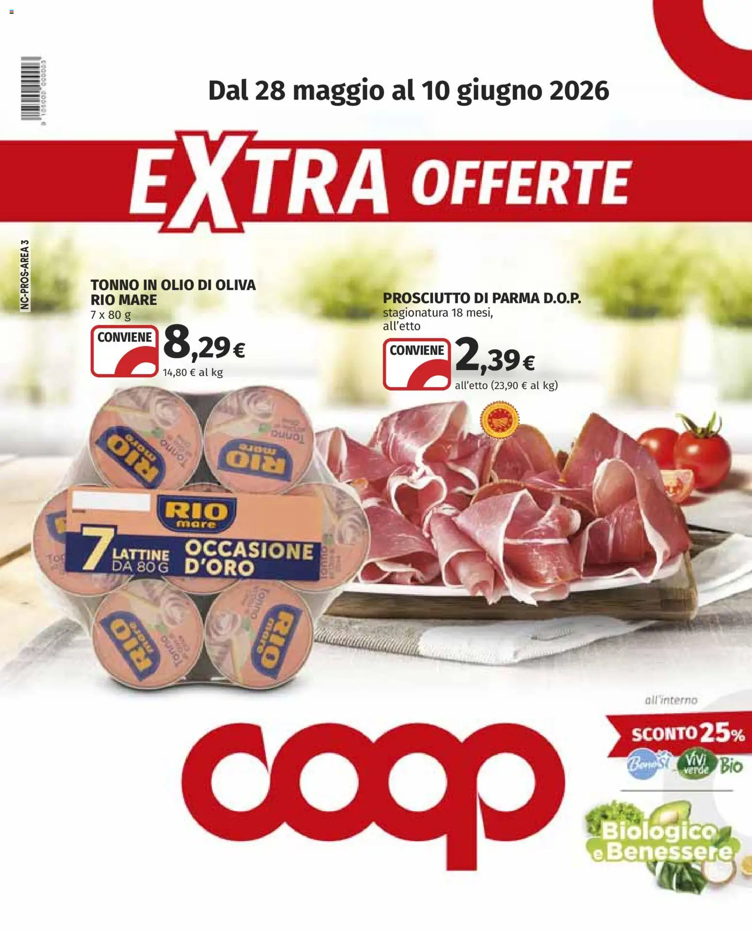 Volantino COOP del 28.05.2026 | Pagina: 1 | Prodotti: Prosciutto di Parma, Olio, Tonno, Olio di Oliva