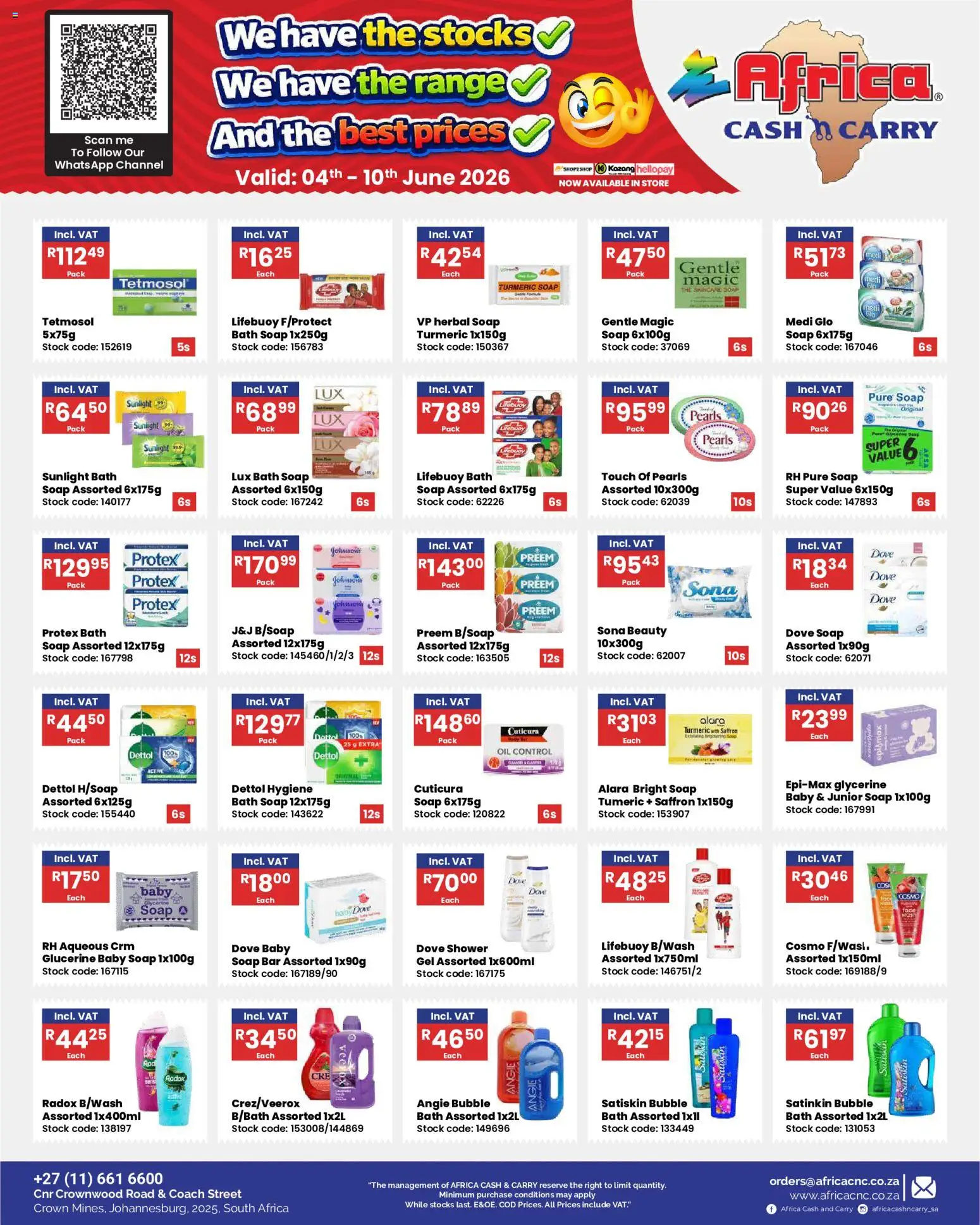 New Africa Cash & Carry catalogue – valid from 04.06.2026 | Page: 8 | Products: Bath, Oil, Stock, Soap