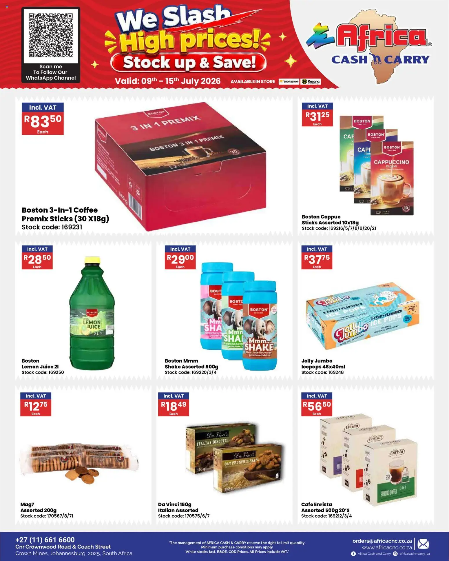 New Africa Cash & Carry catalogue – valid from 09/07/2026 | Page: 26 | Products: Coffee, Chocolate, Juice, Stock