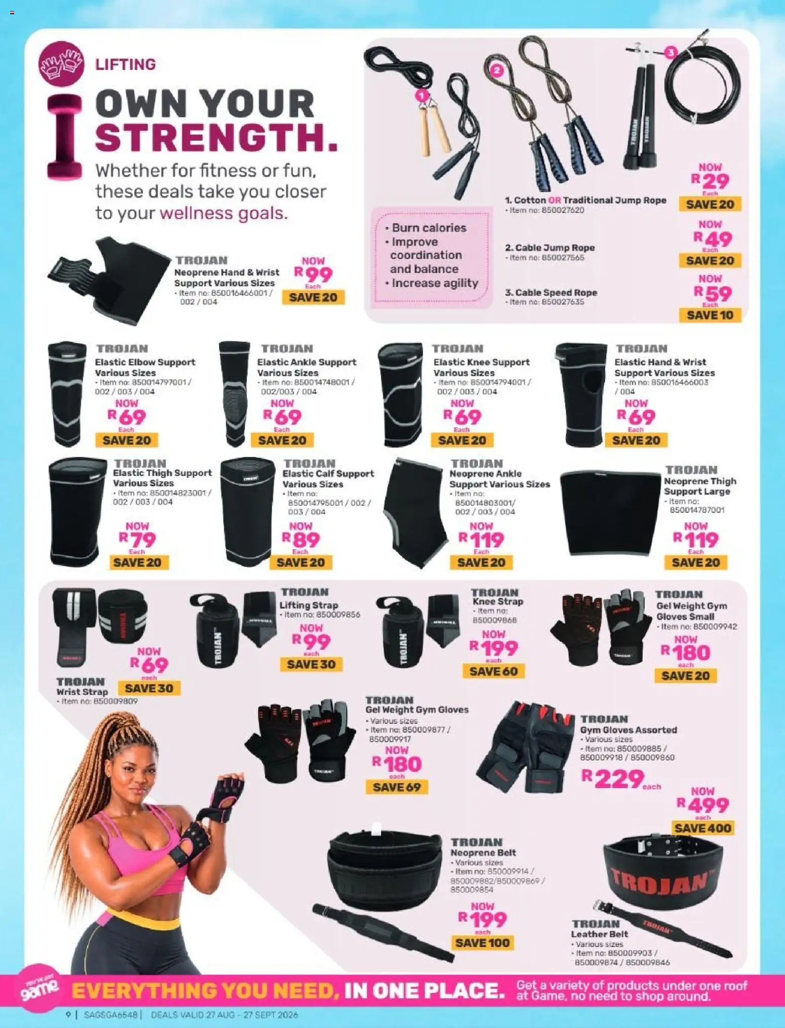 New Game catalogue – valid from 27/08/2026 | Page: 9 | Products: Cable, Gloves, Belt, Knee