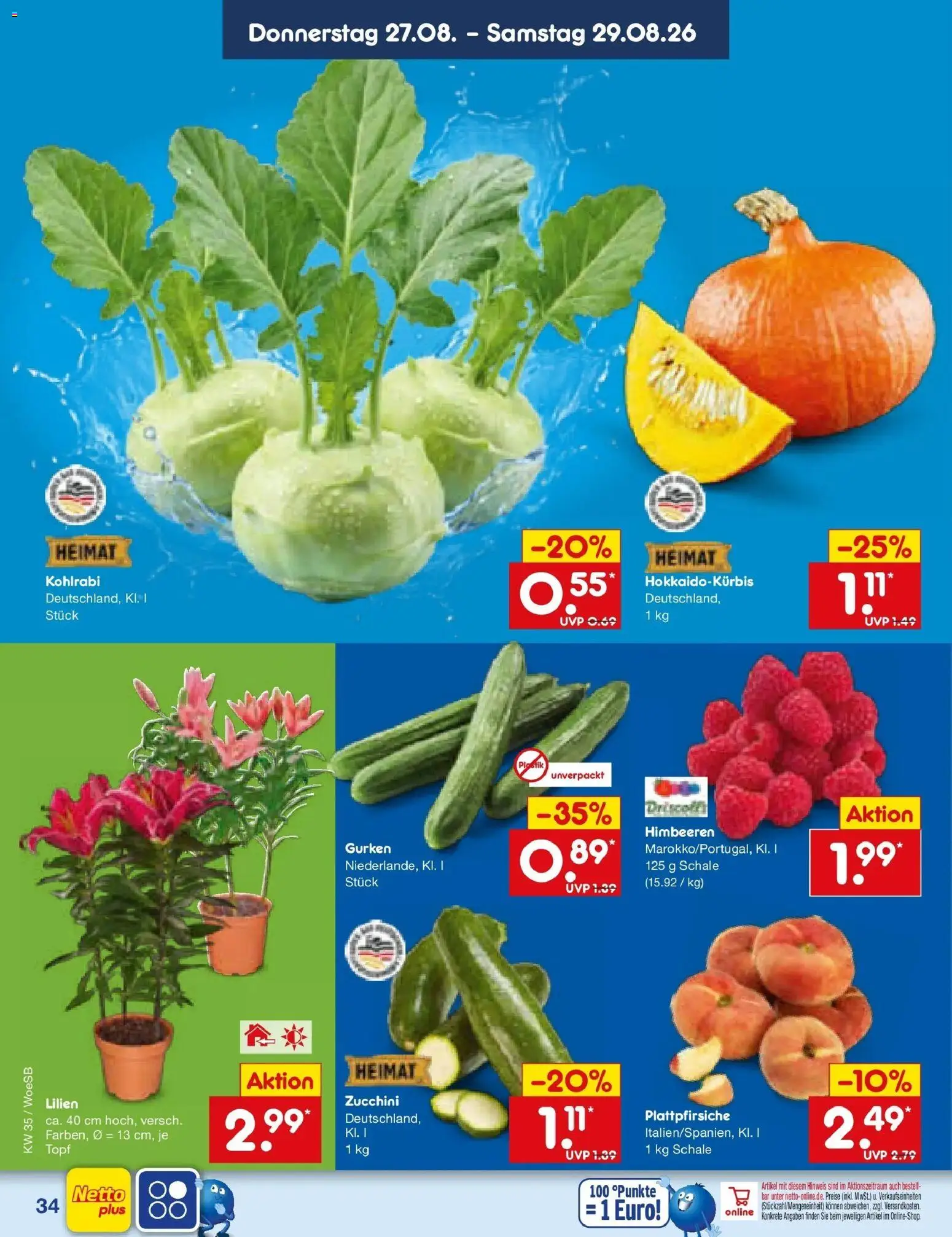 Netto Marken-Discount Prospekt Gemmingen (ab 24.08.2026) » Angebote | Seite: 48 | Produkte: Himbeeren, Kohlrabi, Zucchini, Gurken