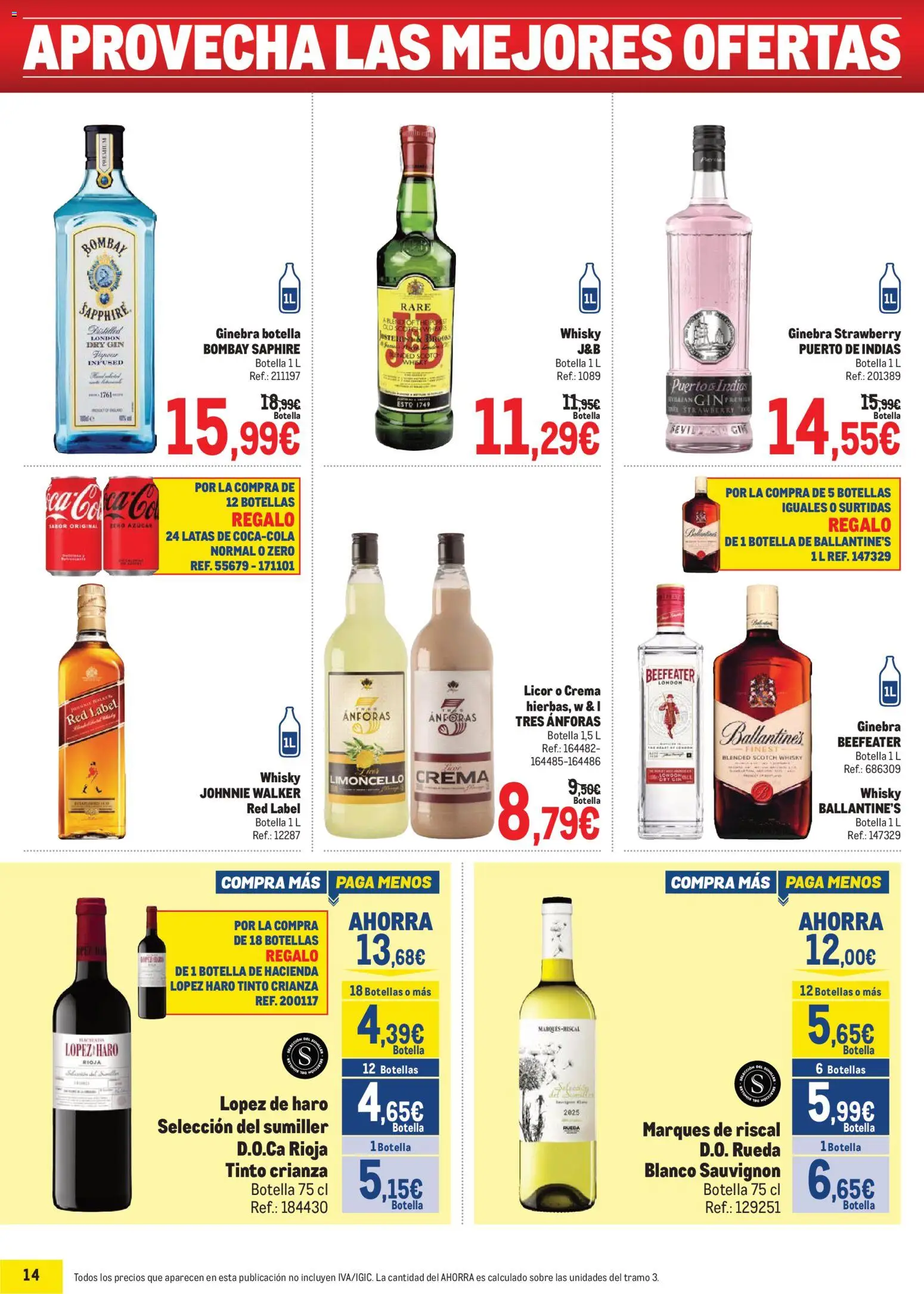 Makro Precios Centro │ válido desde el 07/09/2026 | Página: 14 | Productos: Licor, Crema, Whisky, Bombay Sapphire