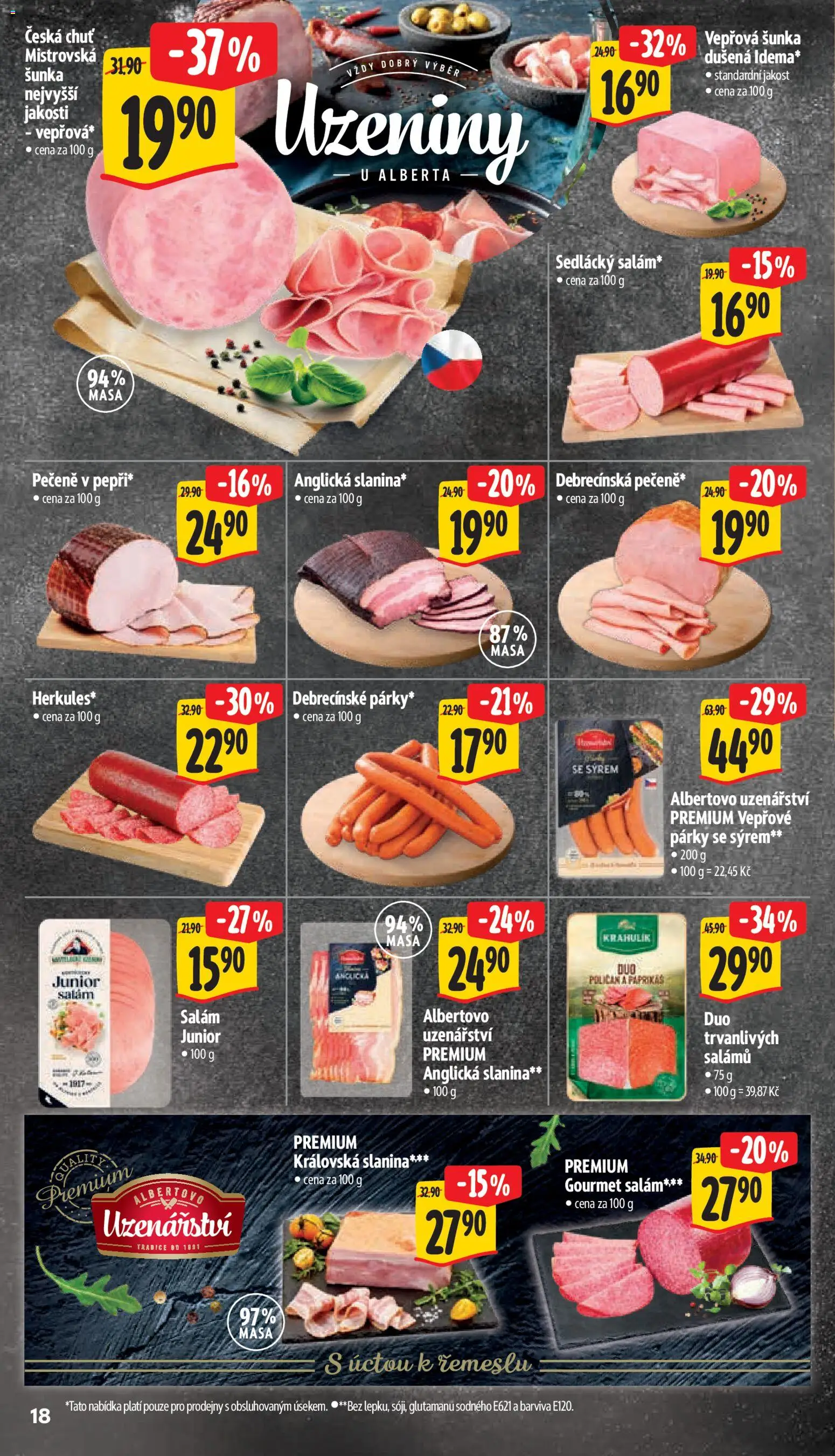 Albert leták - Supermarket od 17.06.2026 | Strana: 28 | Produkty: Šunka, Anglická slanina, Uzeniny, Vepřové párky