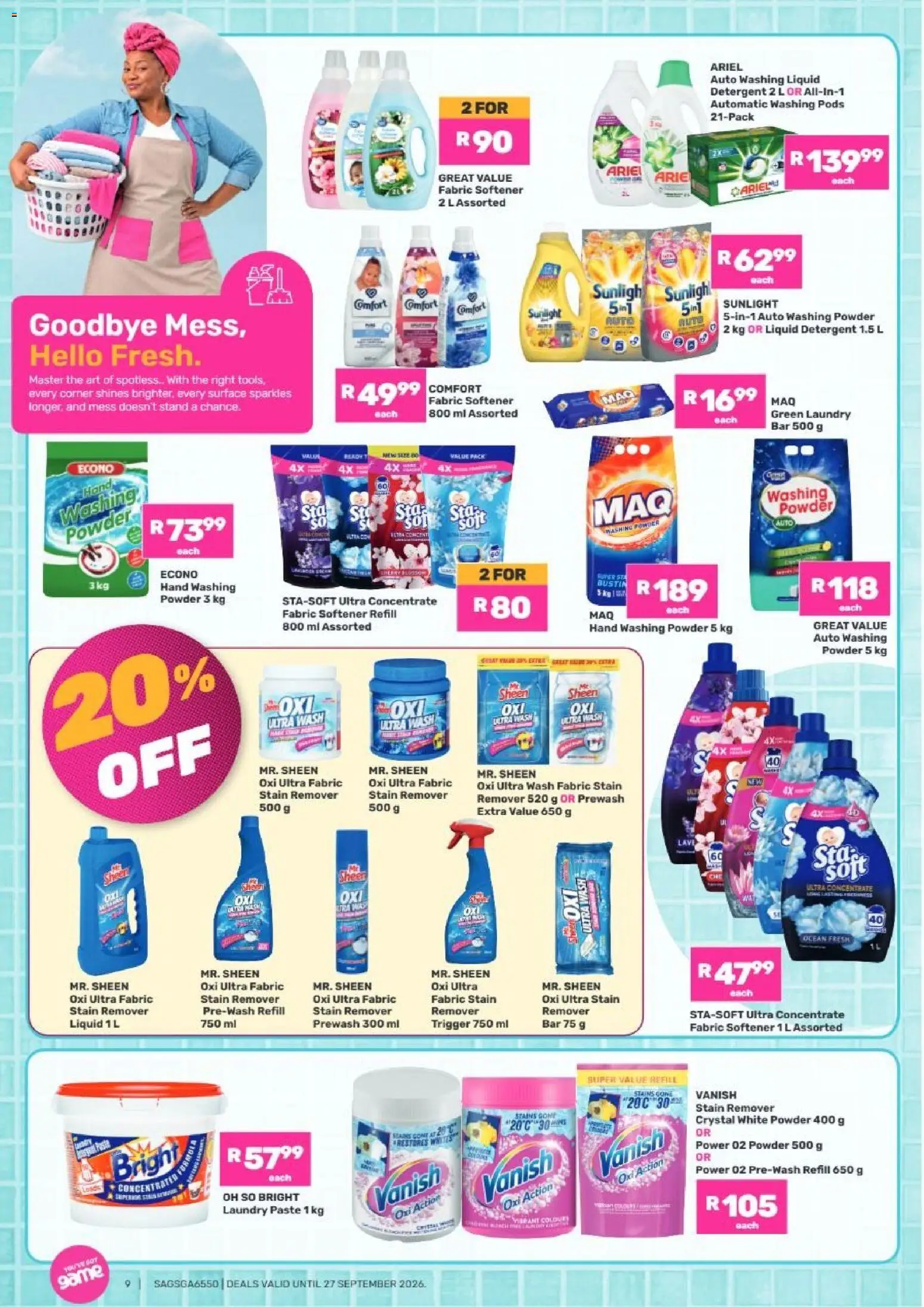 New Game catalogue – valid from 25/08/2026 | Page: 9 | Products: Art, Powder, Fabric softener, Stain remover