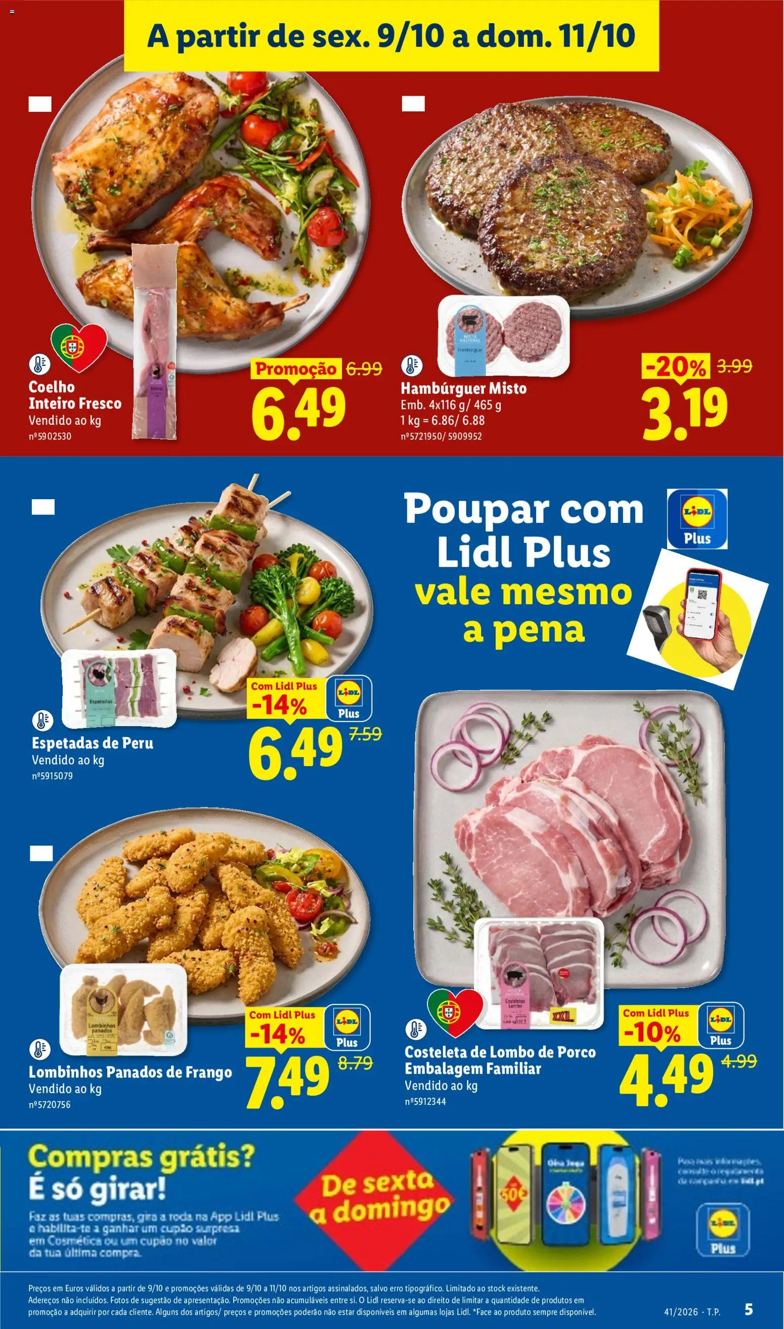 Lidl Promoções Fim de Semana │ válido de 09/10/2026 | Página: 5 | Produtos: Panados de frango, Lombo de porco, Coelho, Panados