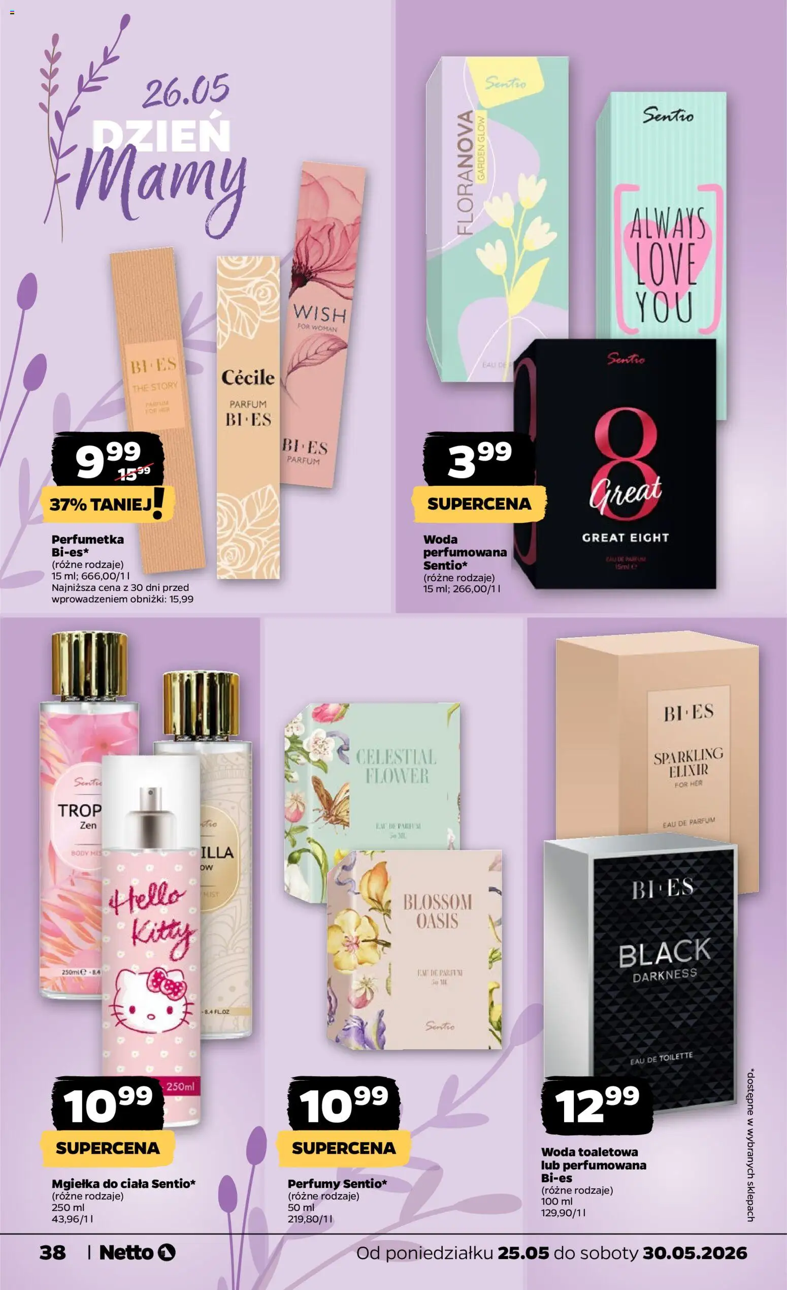 Netto gazetka od poniedziałku spożywcza od 25.05.2026 | Strona: 38 | Produkty: Perfumy, Woda toaletowa, Body, Woda