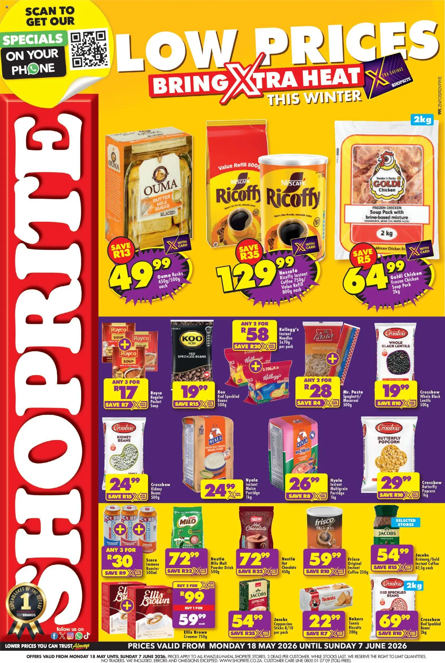 New Shoprite catalogue – valid from 18.05.2026 | Page: 1 | Products: Phone, Milk, Chocolate, Chicken