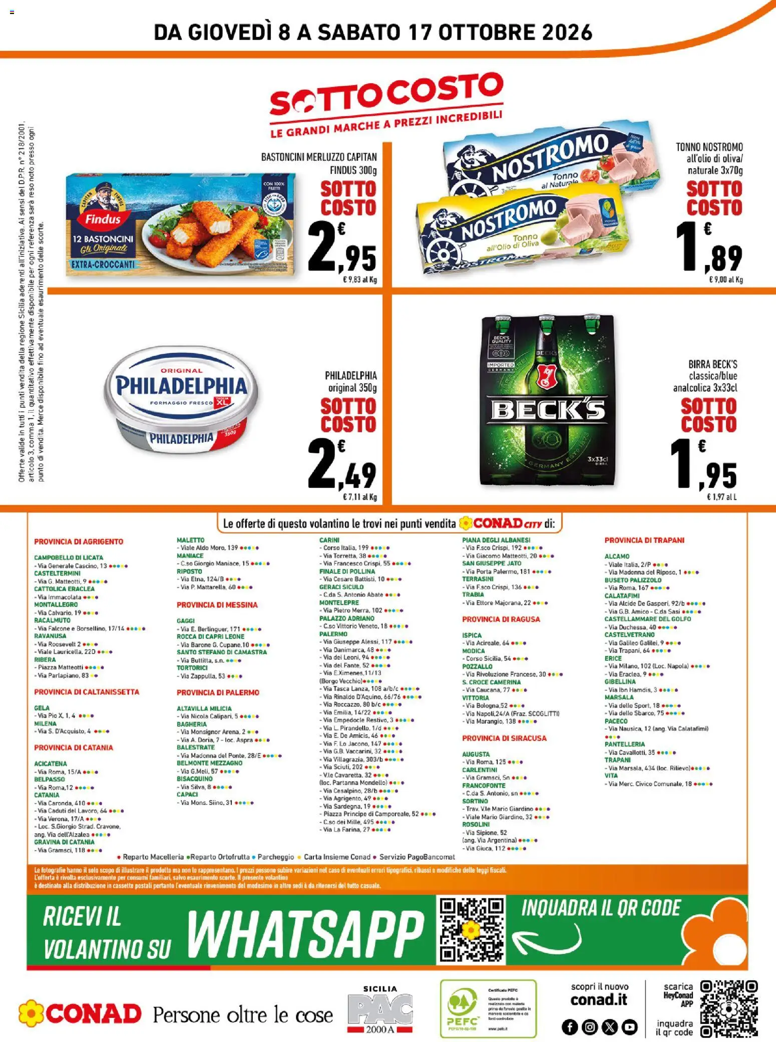 Volantino Conad del 08/10/2026 | Pagina: 16 | Prodotti: Birra, Merluzzo, Birra analcolica, Tonno