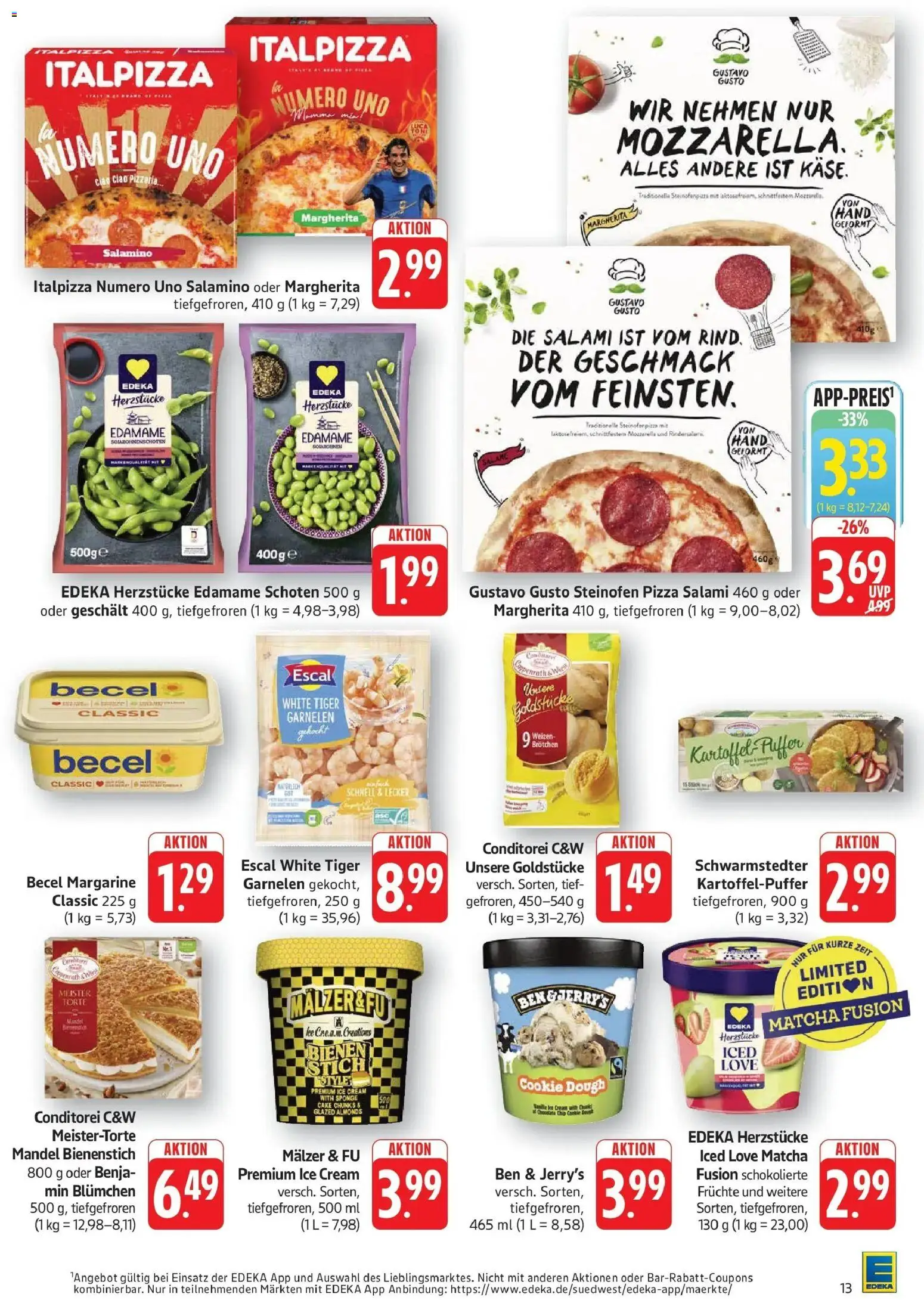 Edeka Prospekt Bruchsal (ab 28.09.2026) » Angebote Online | Seite: 13 | Produkte: Mozzarella, Garnelen, Ben & Jerry's, Pizza