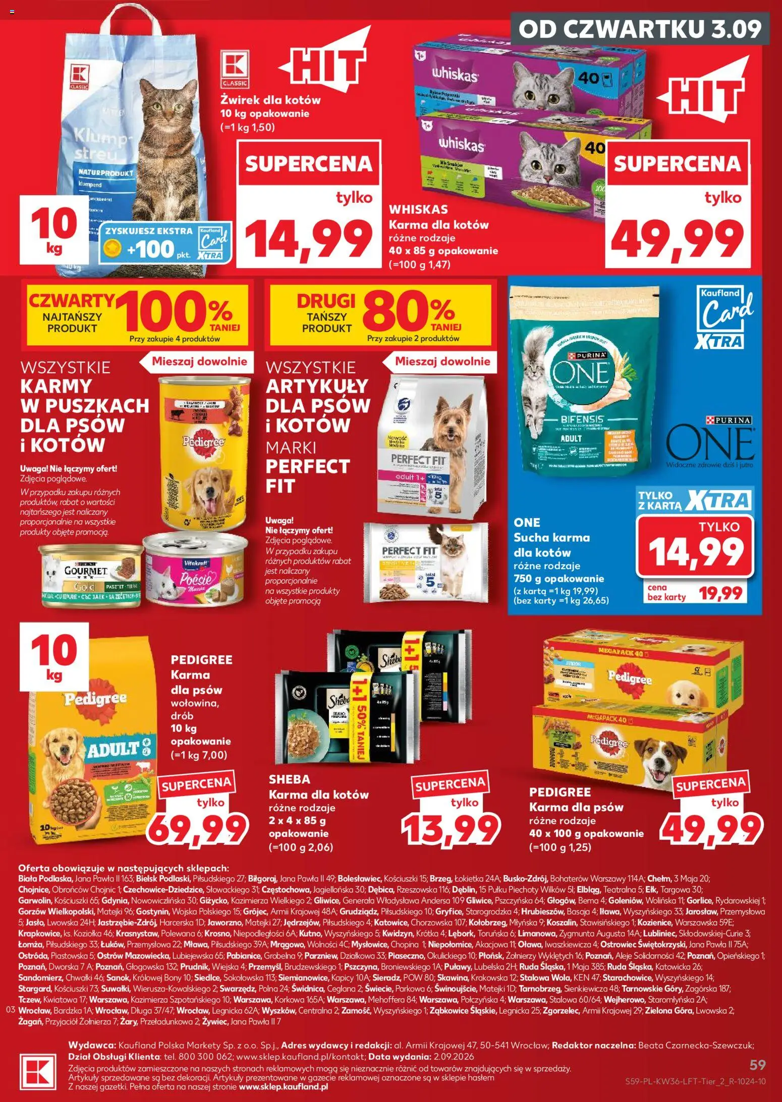 Kaufland Polsko leták od 03.09.2026 | Strana: 59 | Produkty: Gourmet, Purina, Whiskas, Karty