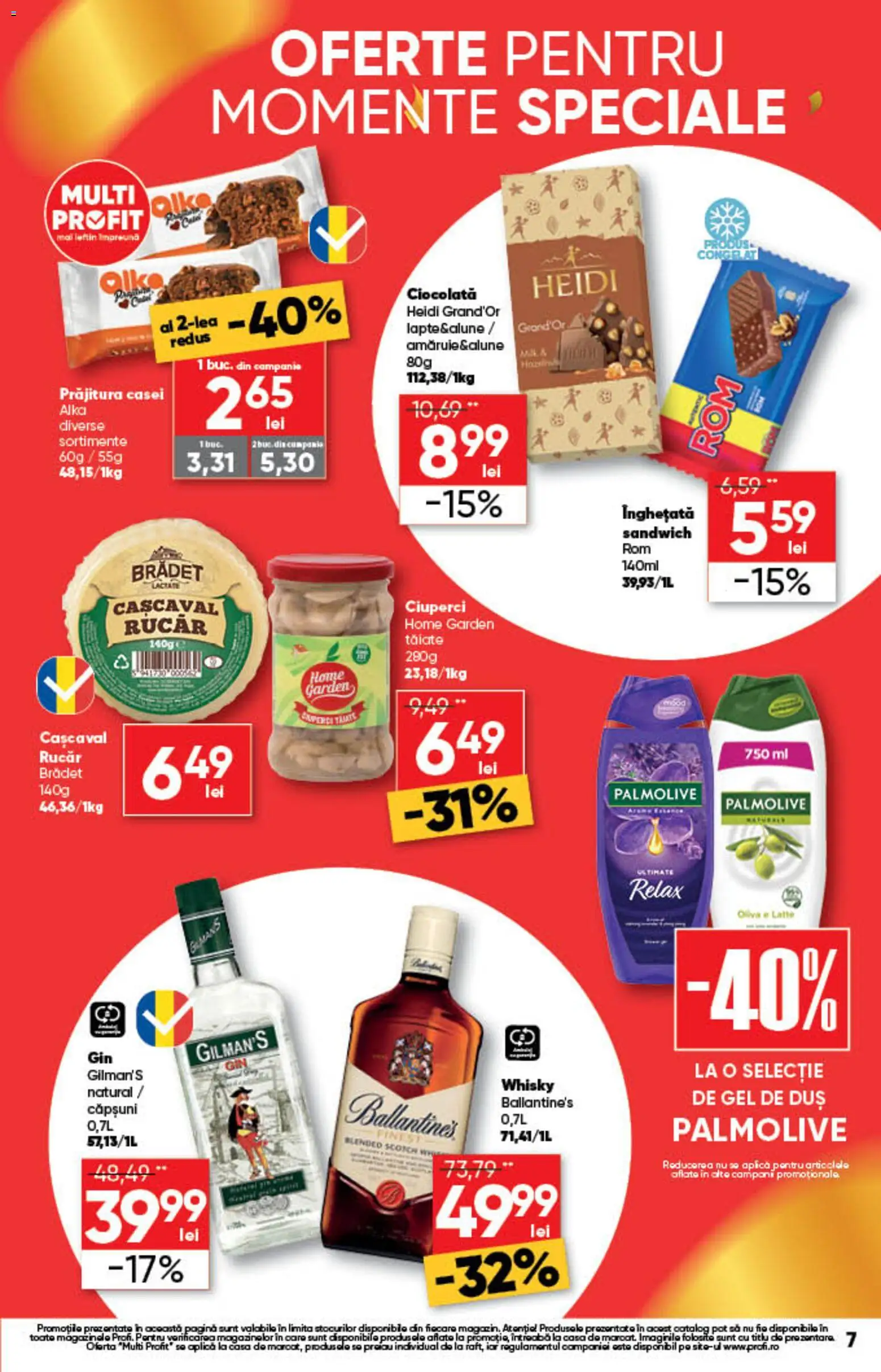 Noul catalog Profi – valabil de la 13.08.2026 | Pagină: 7 | Produse: Aplică, Ciocolată, Gel de duș, Gin