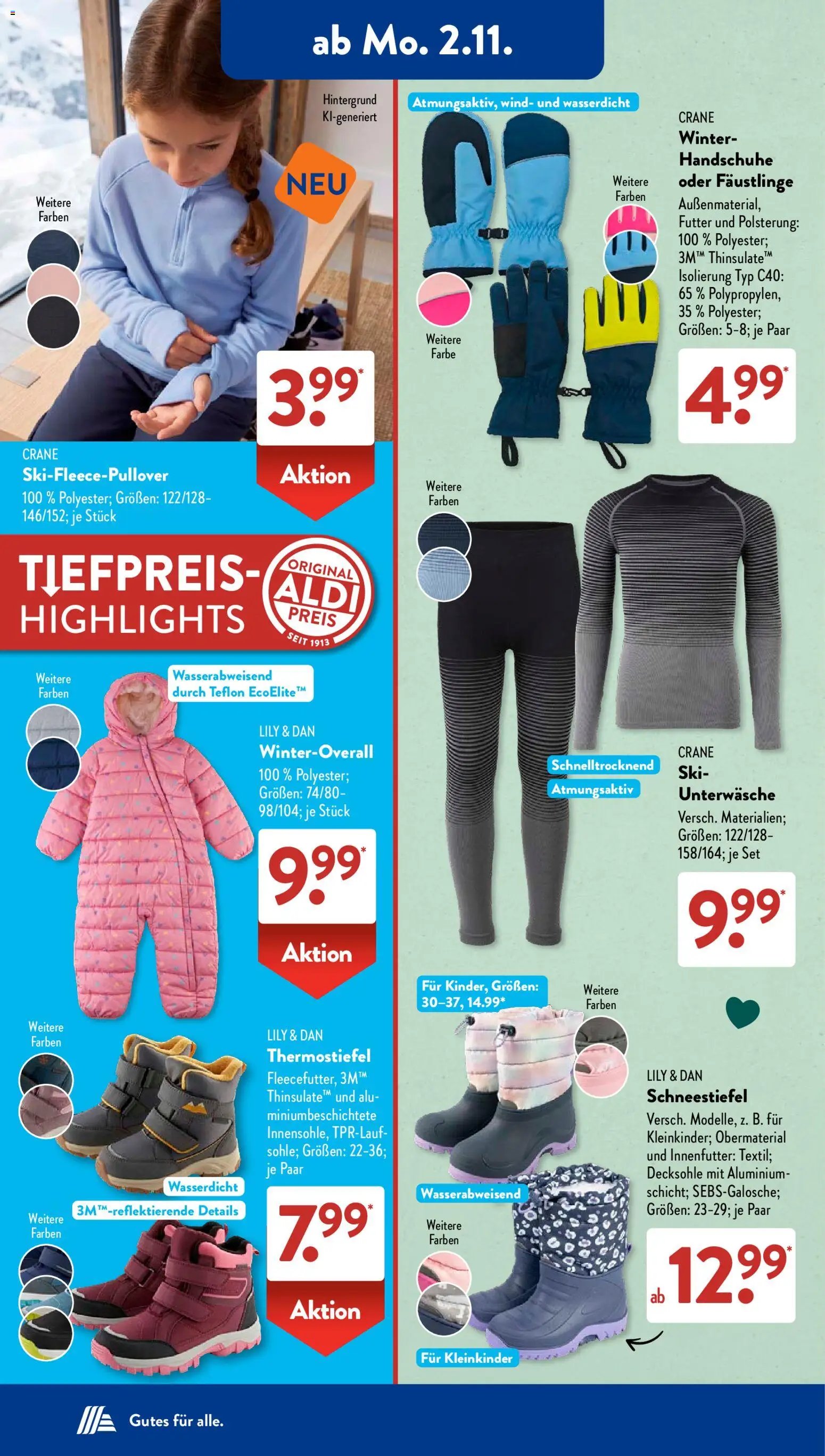 Aldi Süd Prospekt – gültig ab 02.11.2026 | Seite: 2 | Produkte: Ski, Unterwäsche, Handschuhe