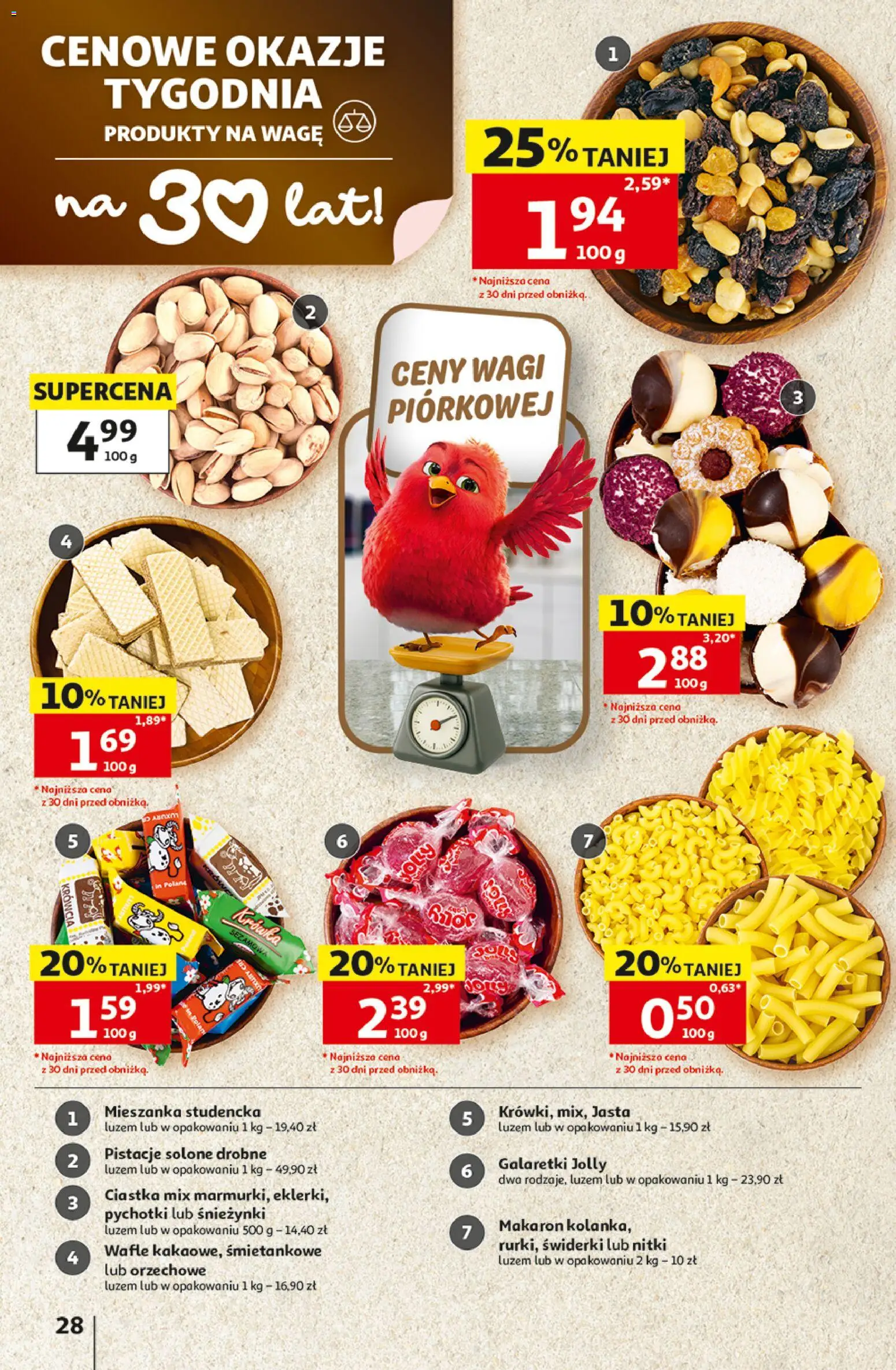 Auchan gazetka - 30 Lat Hipermarket od 16.07.2026 | Strona: 28 | Produkty: Galaretki, Krowka, Ciastka, Makaron