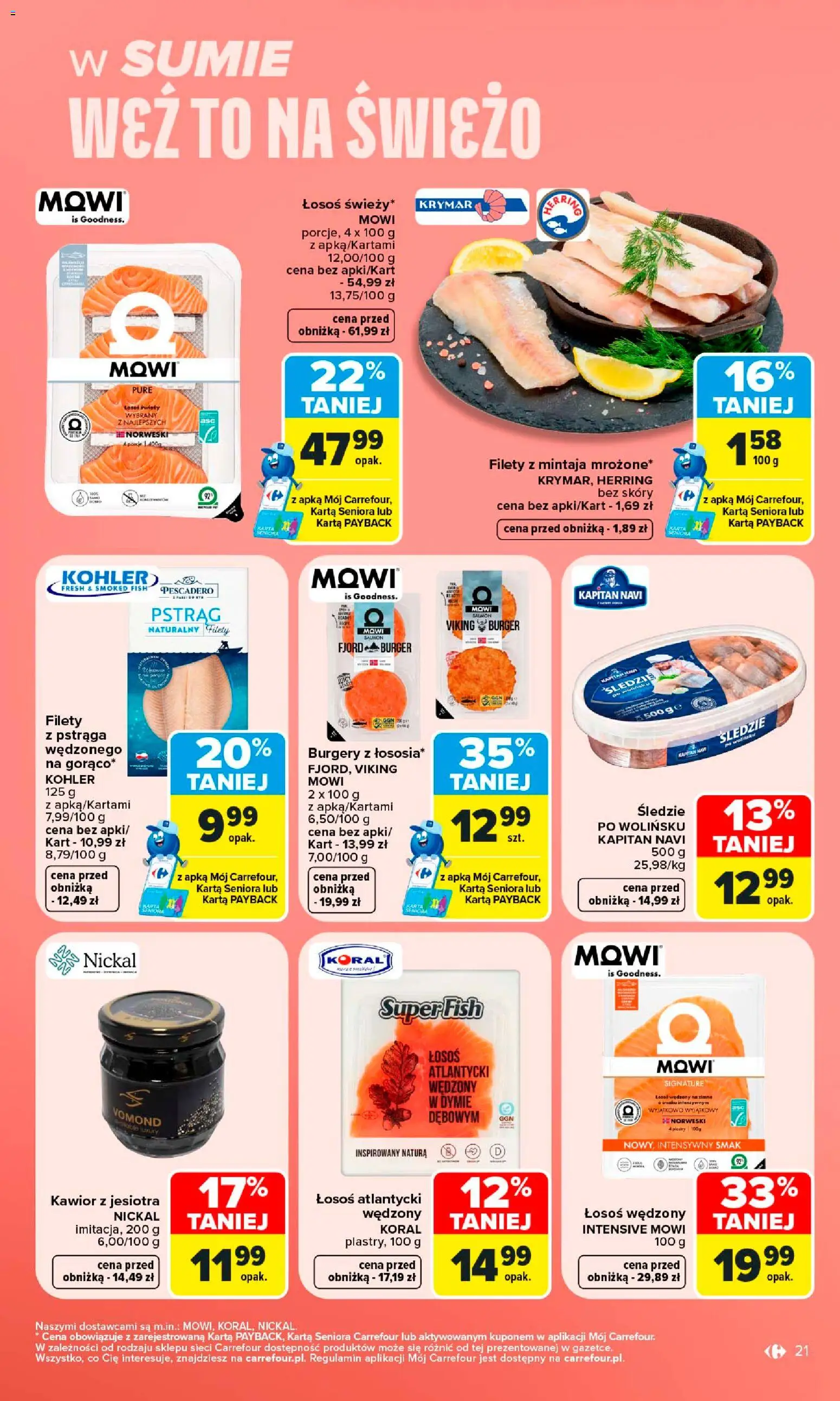 Carrefour gazetka od 10.08.2026 | Strona: 23 | Produkty: Łosoś wędzony, Łosoś atlantycki, Łosoś, Kawior