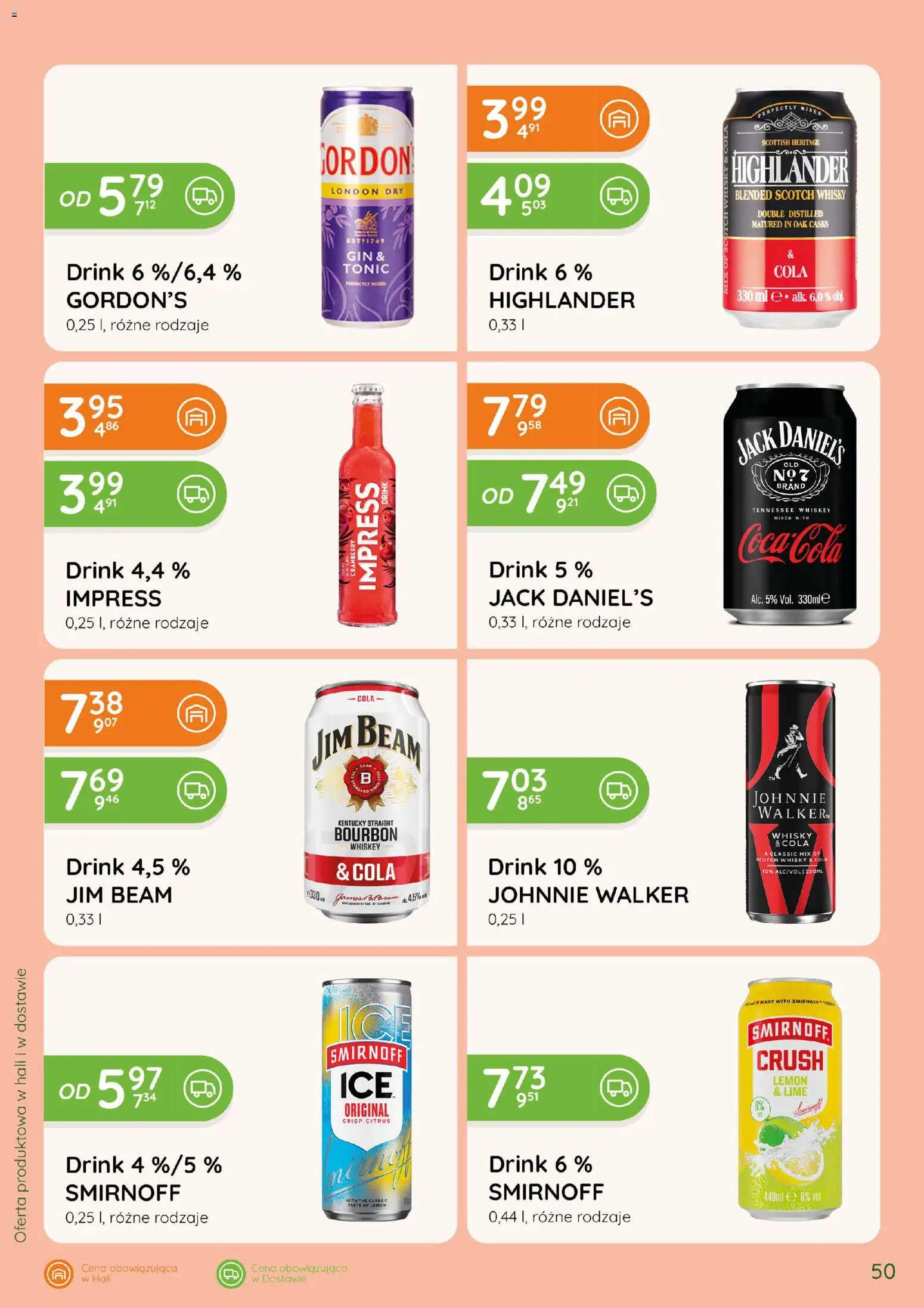 Eurocash gazetka - Katalog Alkoholowy od 01.10.2026 | Strona: 50 | Produkty: Bourbon whisky, Jack Daniel's, Tonic, Gin