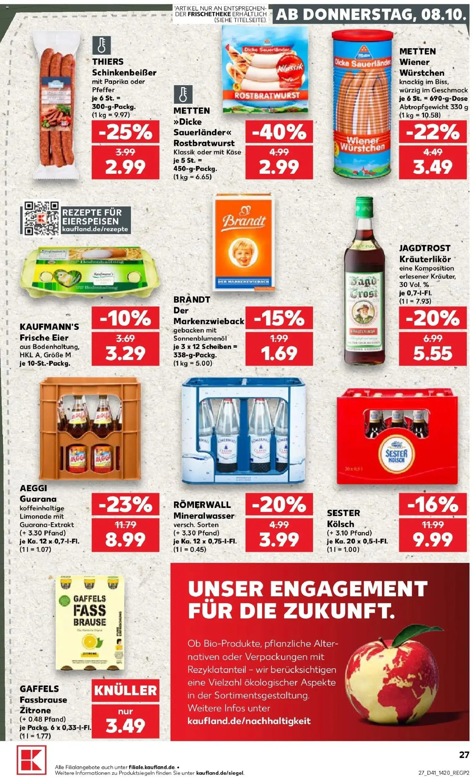 Prospekt Kaufland ab 08.10.2026 » Angebote Online zum Blättern | Seite: 27 | Produkte: Käse, Sonnenblumenol, Pfeffer, Fassbrause