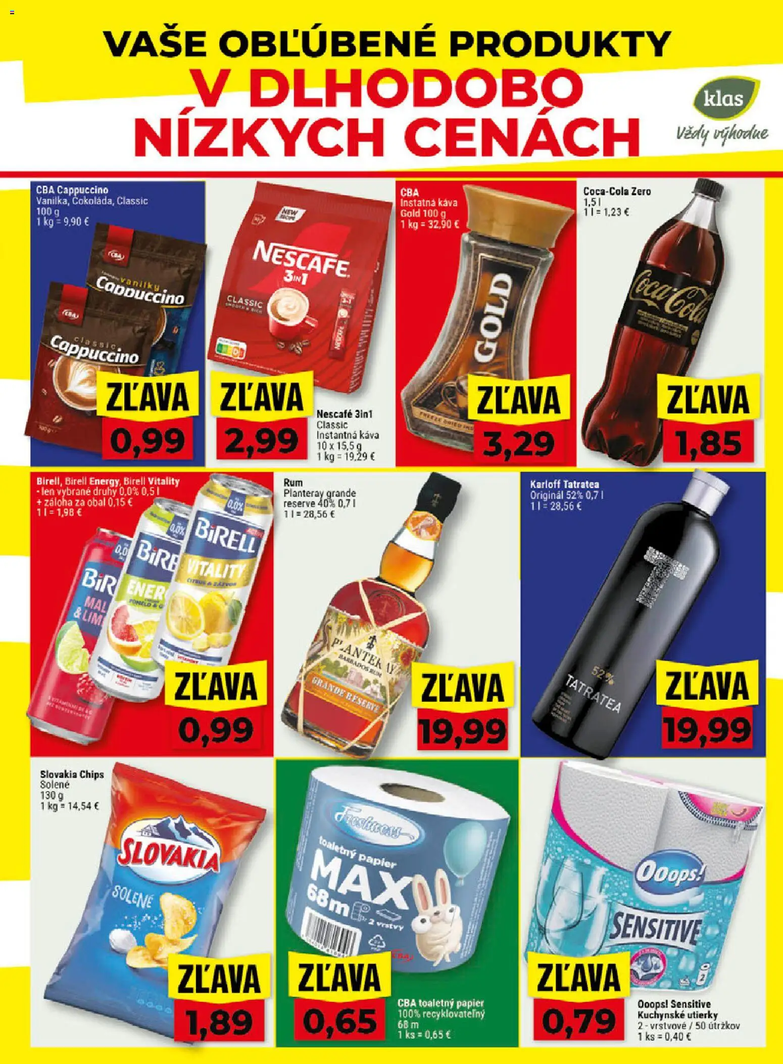 Nové Klas akcie – leták je platný od 02.11.2026 | Strana: 7 | Produkty: Káva, Birell, Toaletný papier, Cappuccino