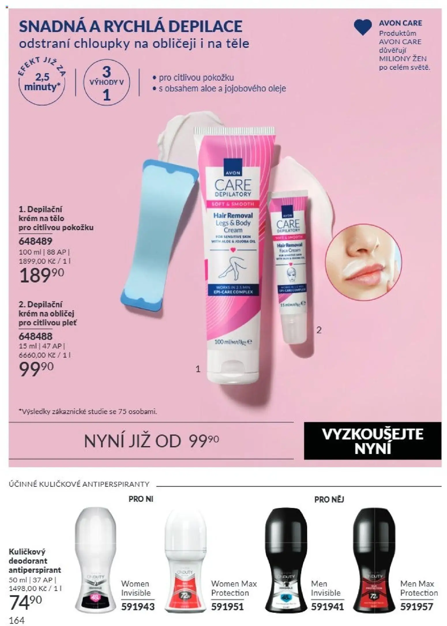 Avon Katalog 09/2026 od 01.09.2026 | Strana: 164 | Produkty: Deodorant, Antiperspirant, Depilační krém, Krém